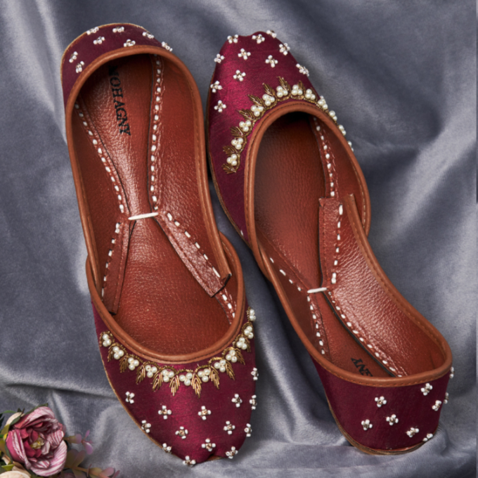Khussa in Maroon by - High Quality Women Khussa FLT9327