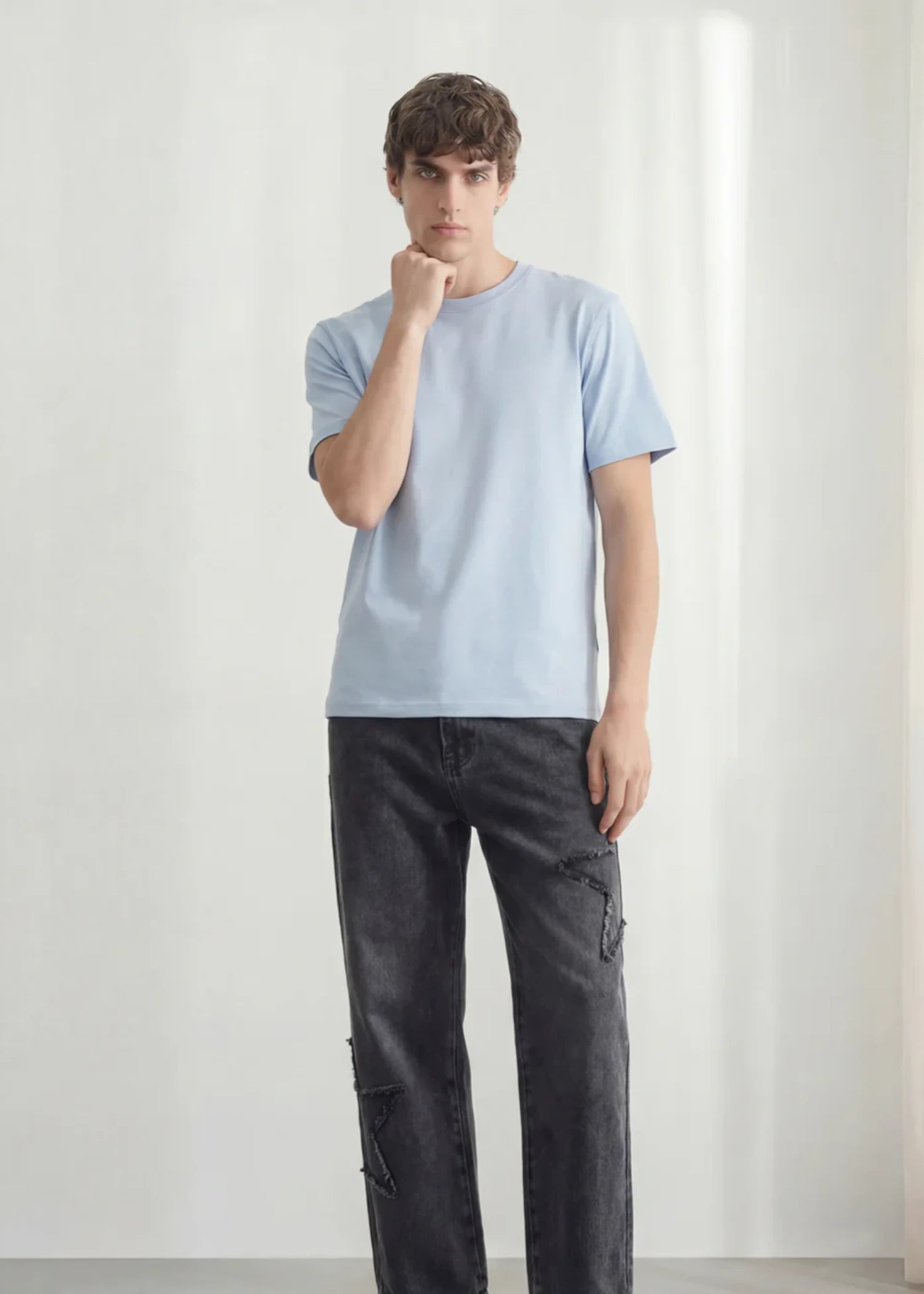 cotton T Shirt in Ice blue