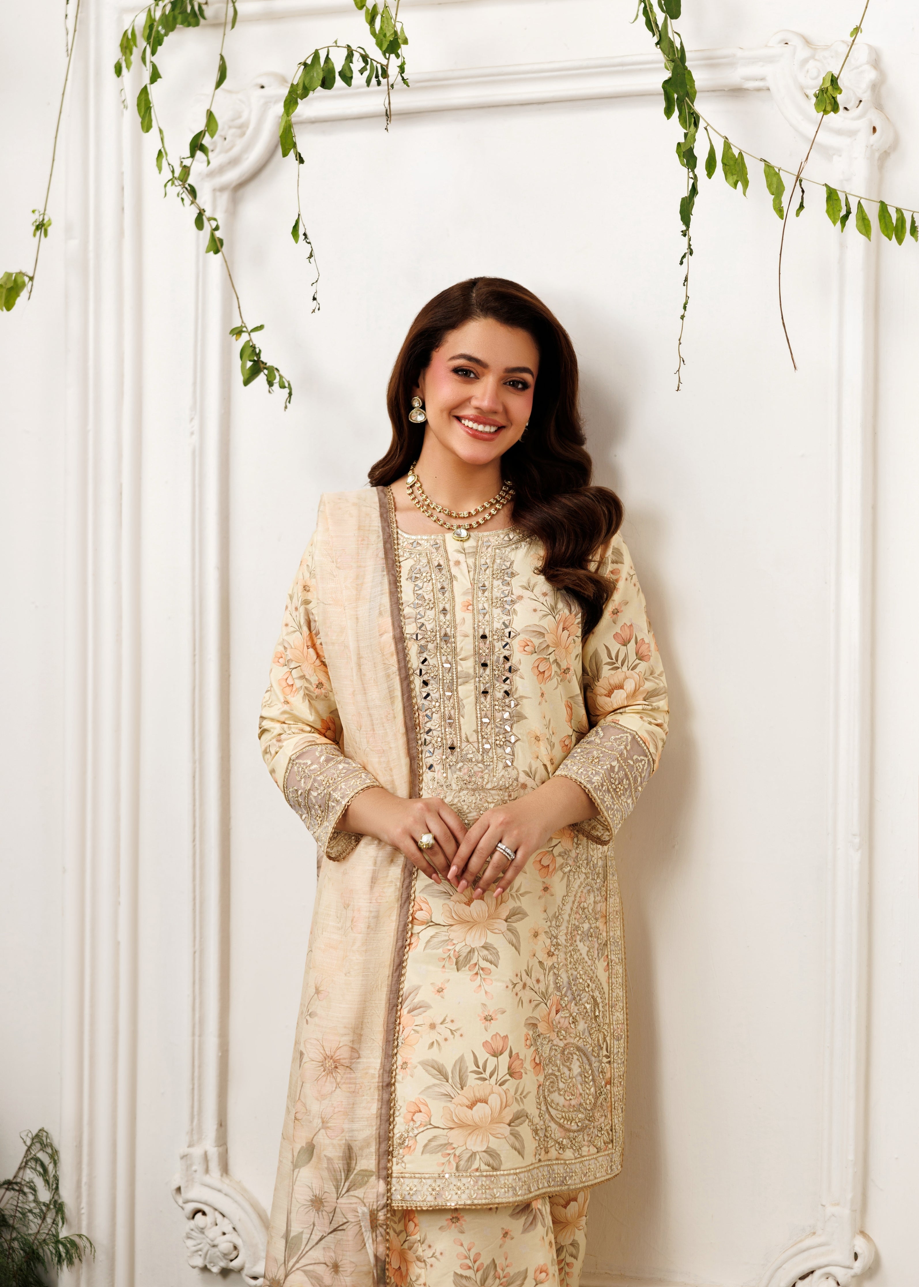 cotton dobby Kurta Set in Beige
