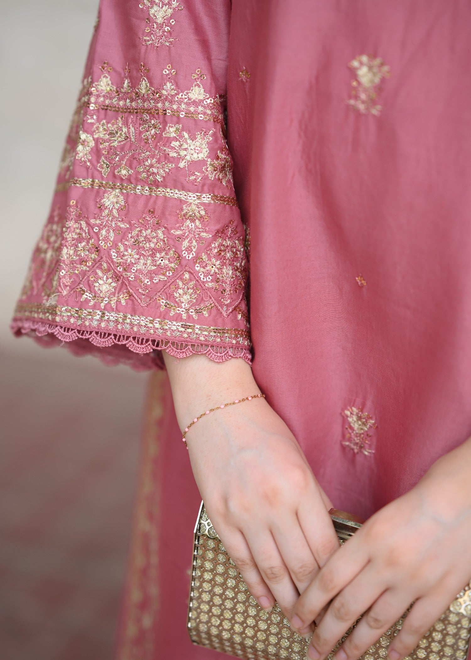 cotton Kurta Set in Salmon pink