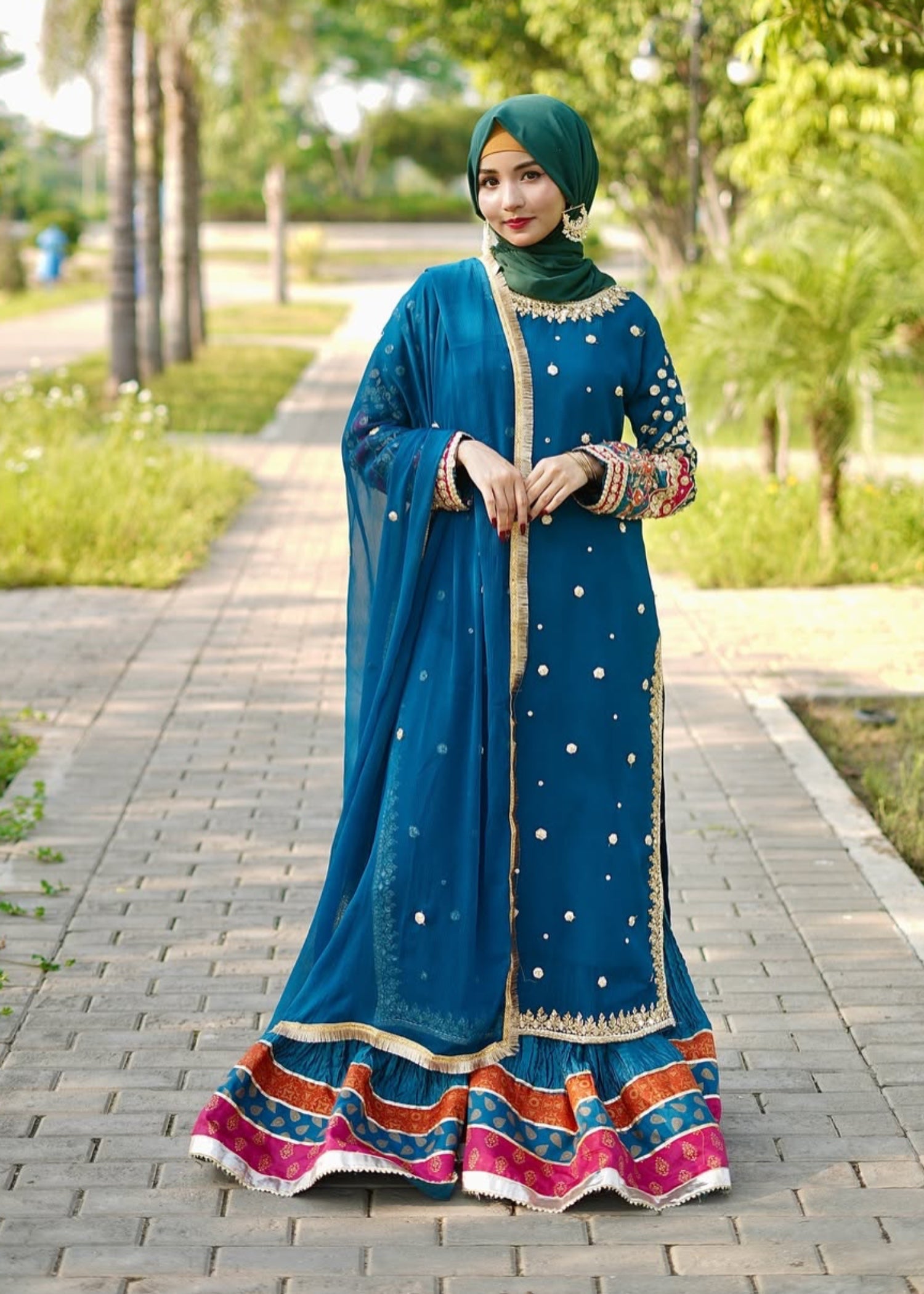 chiffon Sharara in Teal