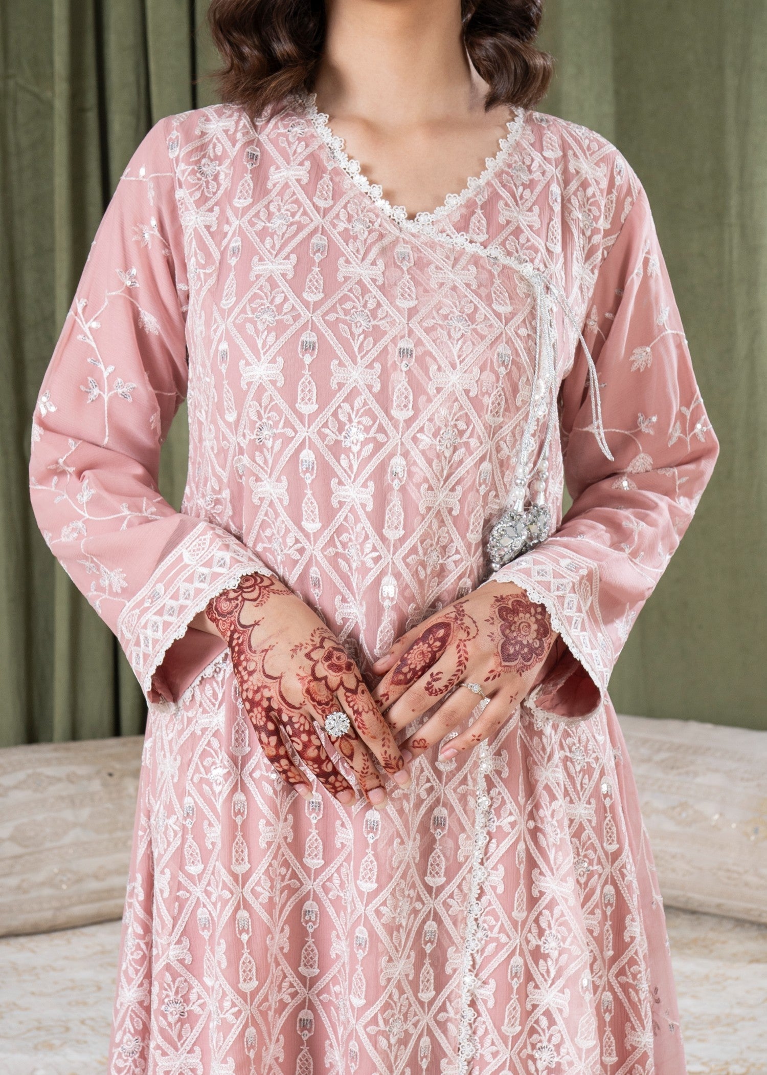 bemberg crinkle chiffon Maxi in Pink