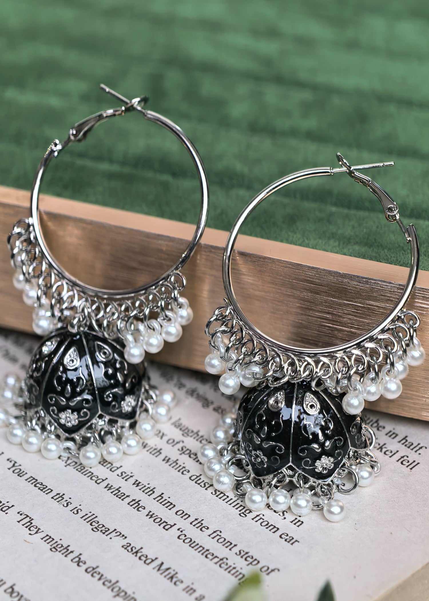Earrings in Black Color by - Trendy Women Earrings KTJ1272