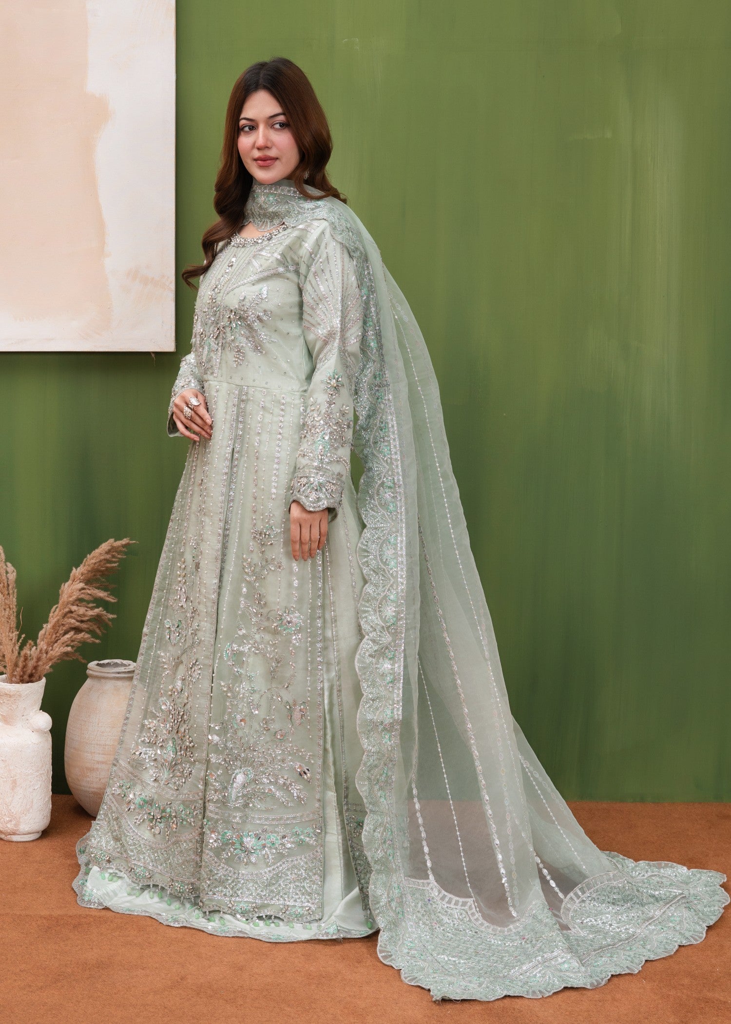 organza Maxi in Tea green
