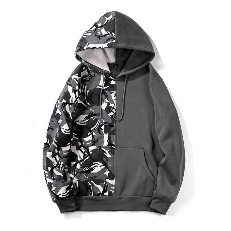 Camouflage Double-Blocking Color Street Sports Sweatshirt