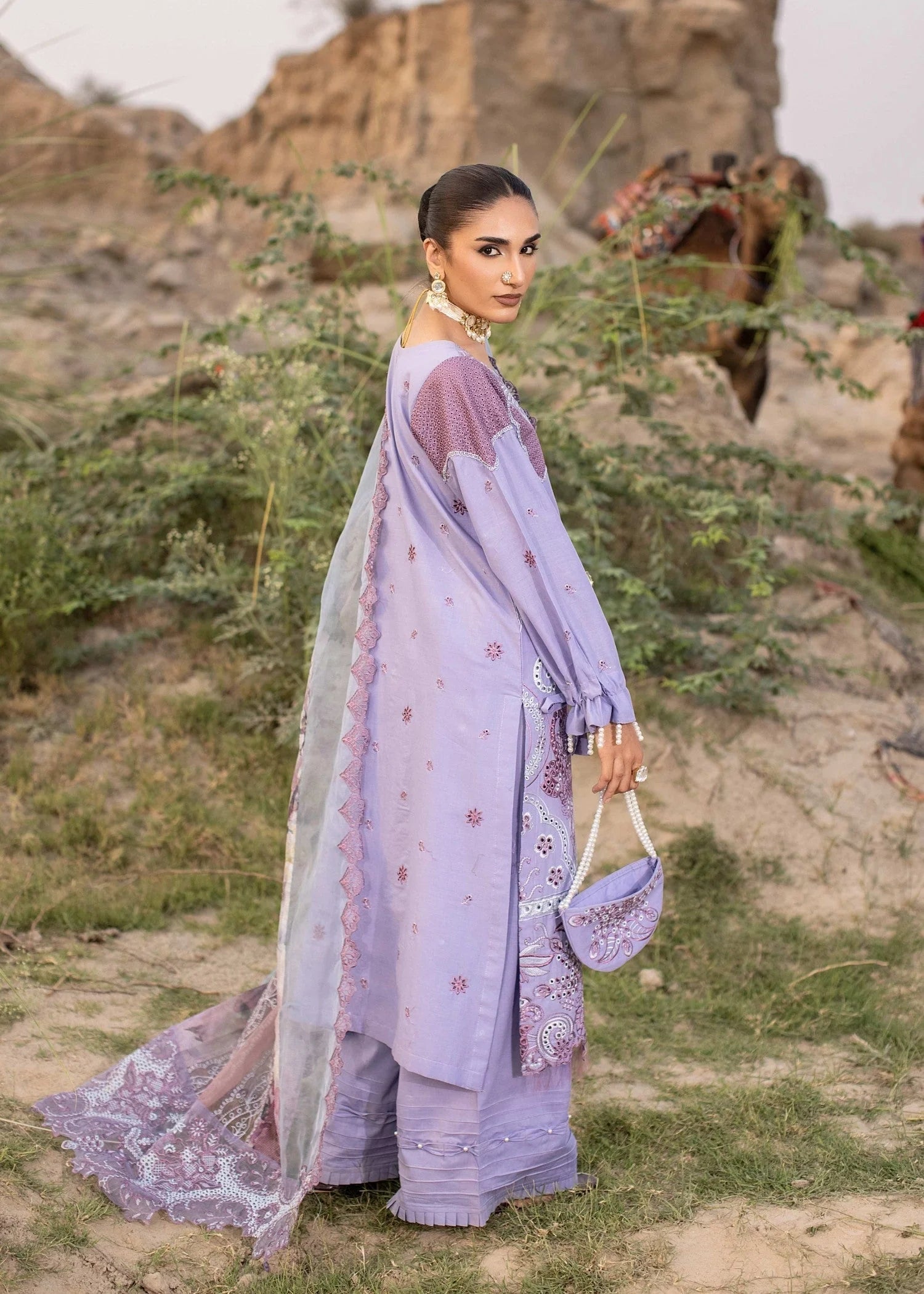 cotton Kurta Set in Lupine