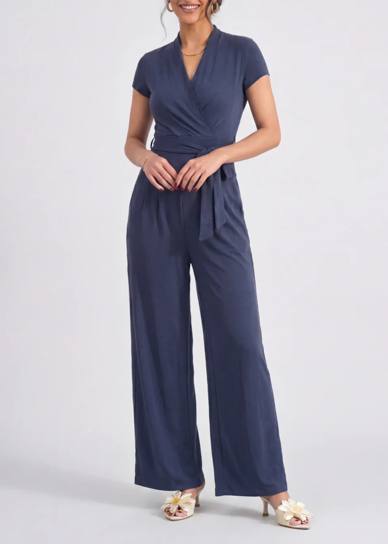 polyester Jumpsuit in Steel blue