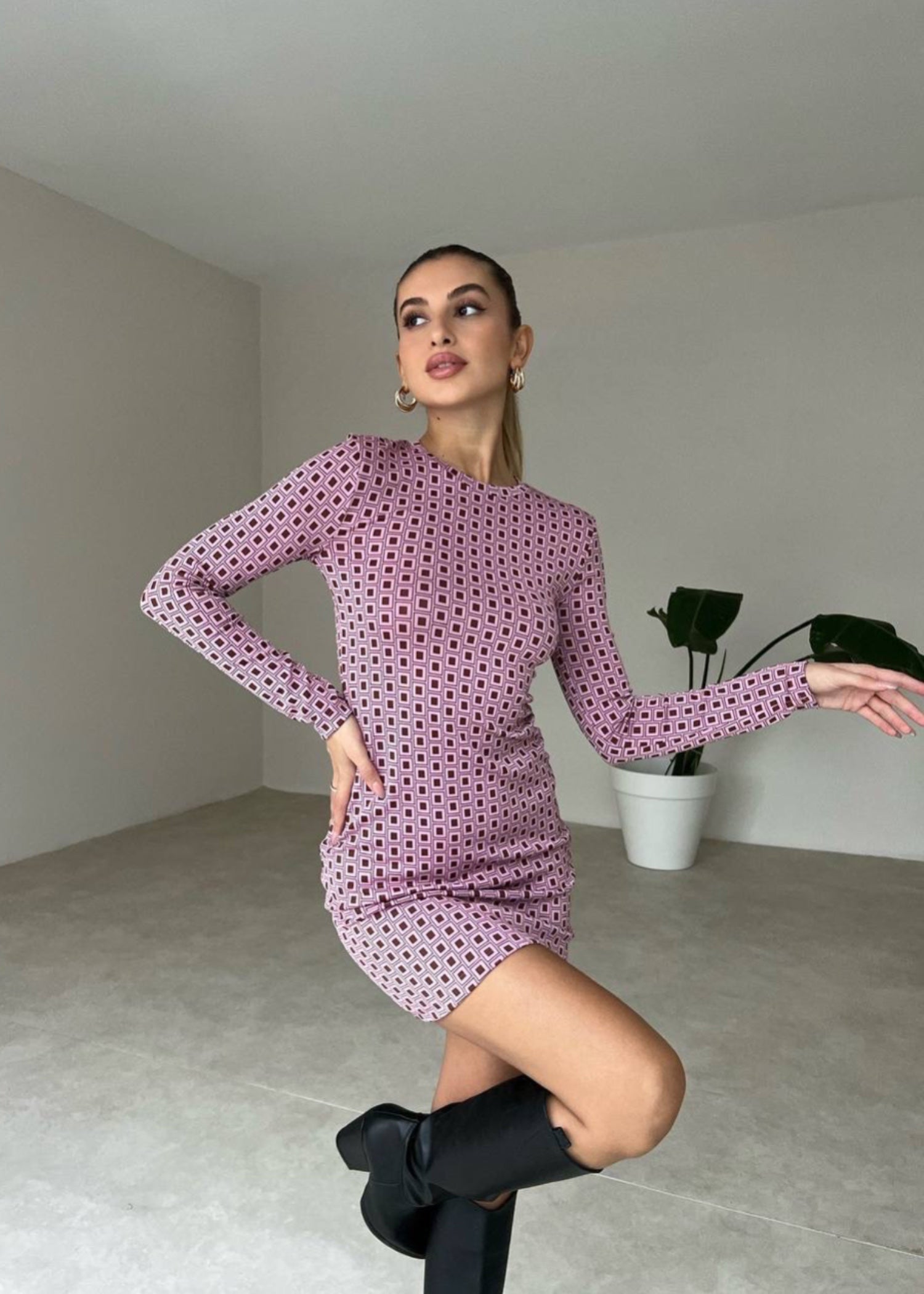 jersey knit Dress in Mauve pink