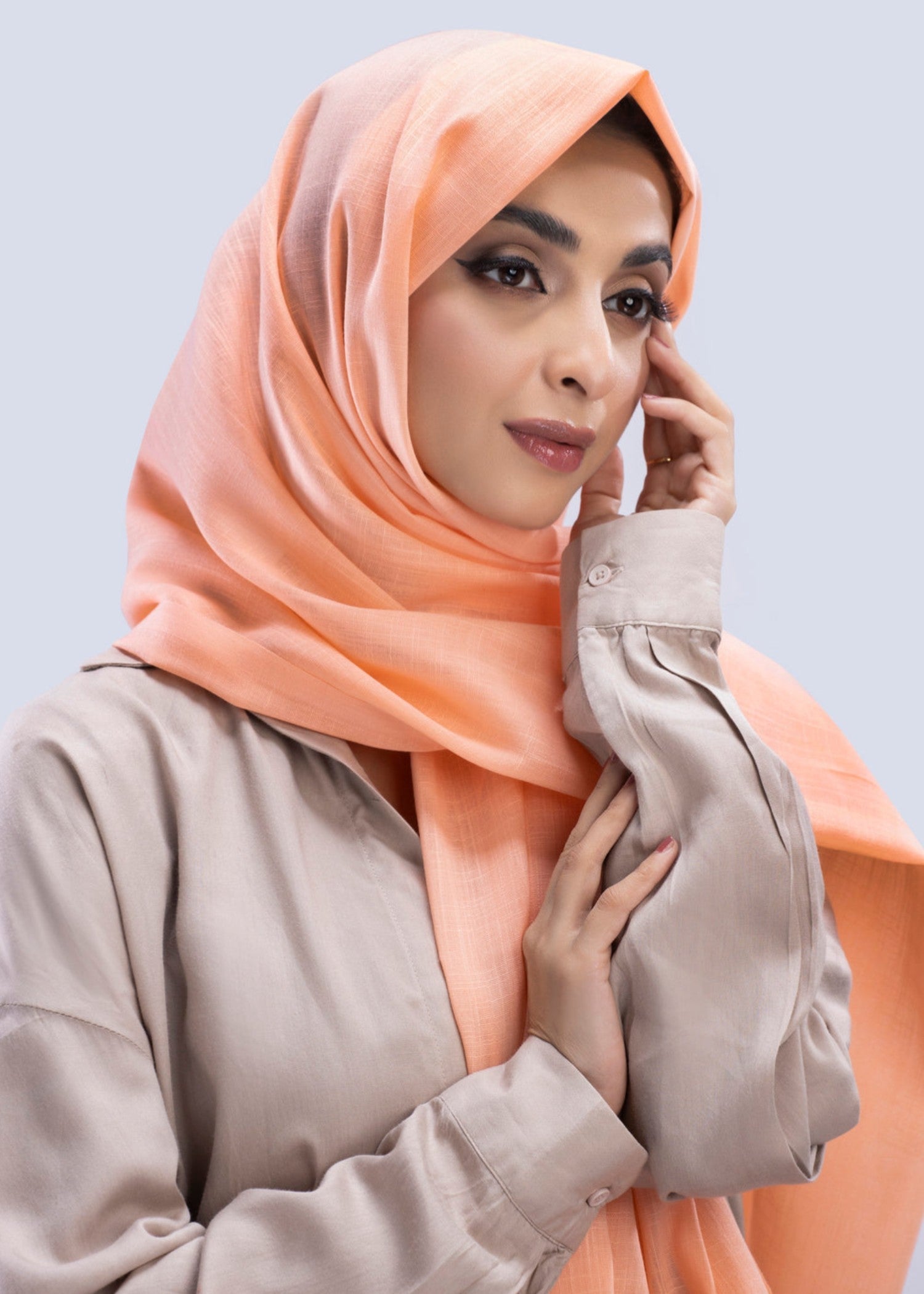 lawn Hijab in Peach orange