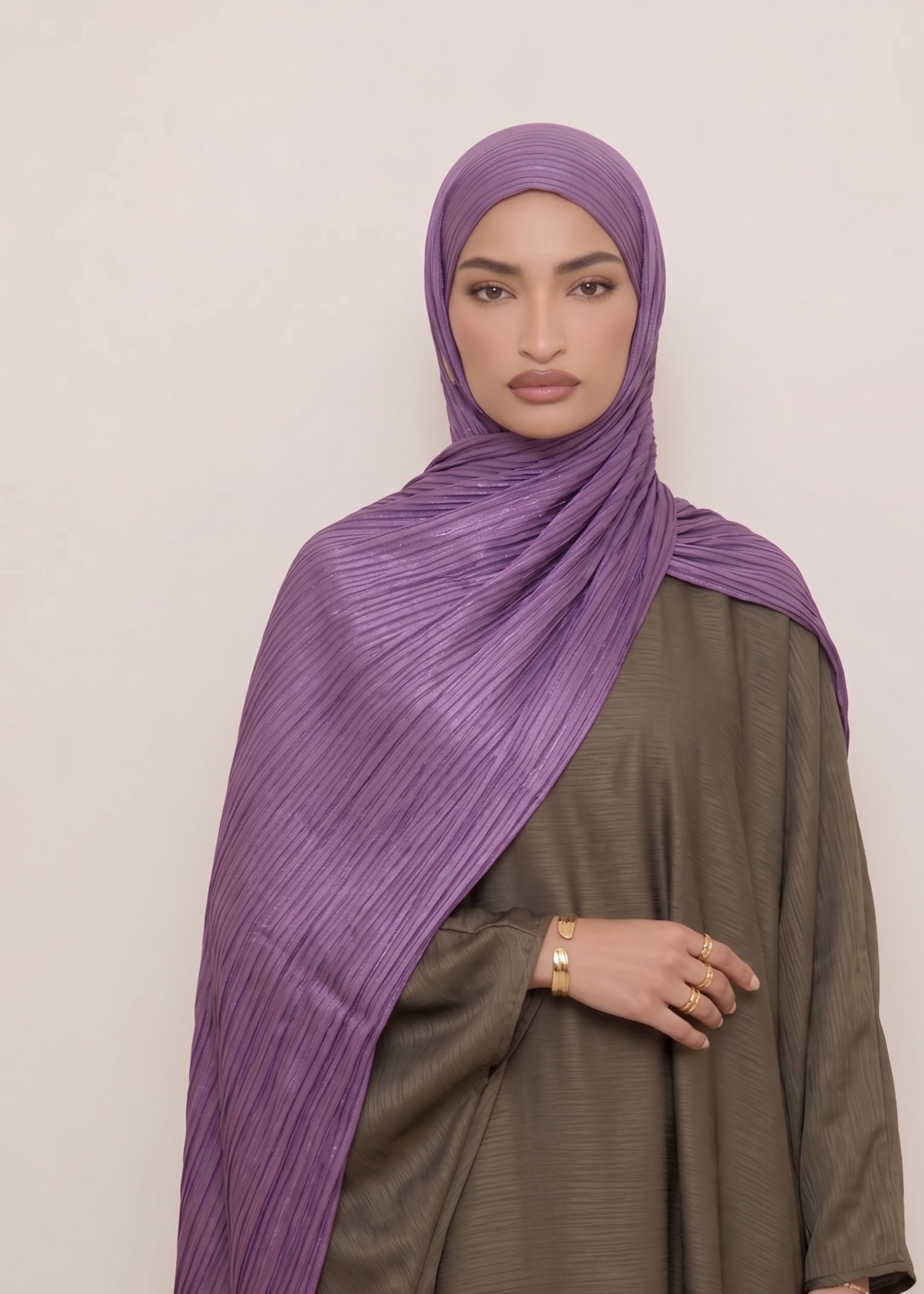 crinkle Hijab in Electric purple