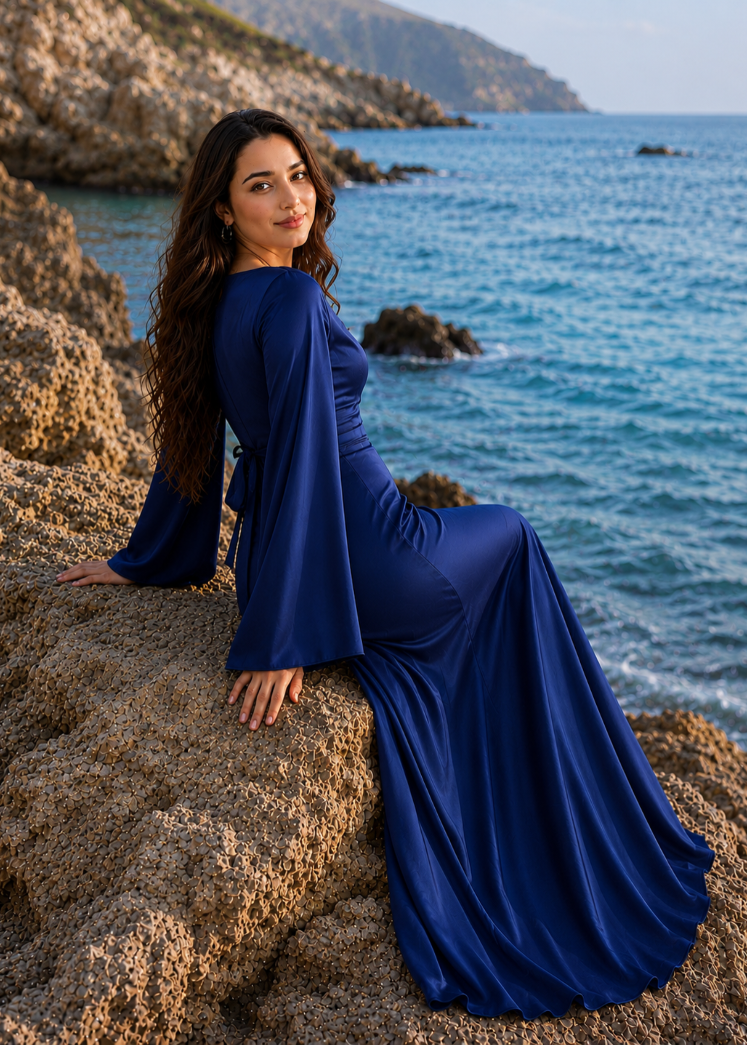silk Dress in Navy blue