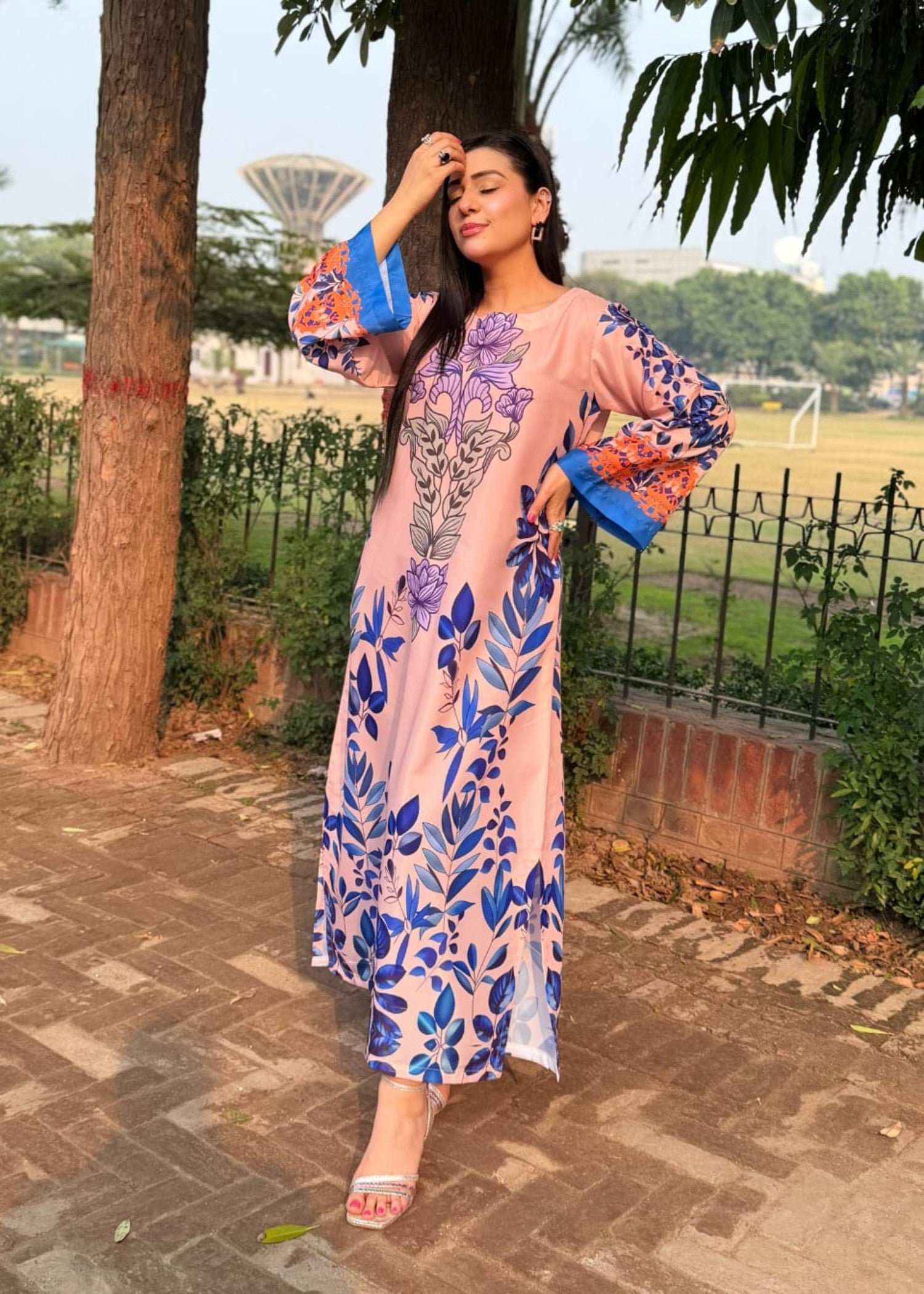 grip Kaftan in Peach pink