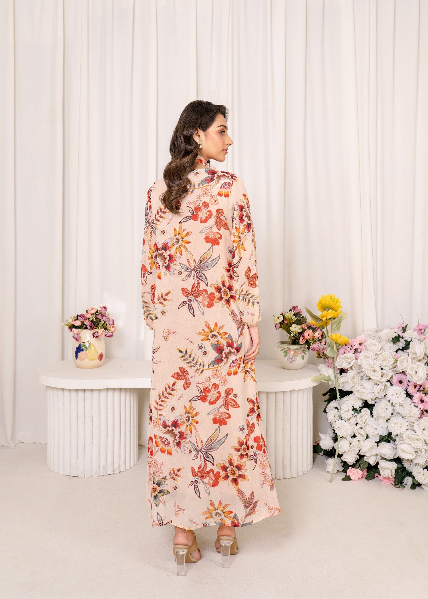 chiffon Maxi in Peach pink