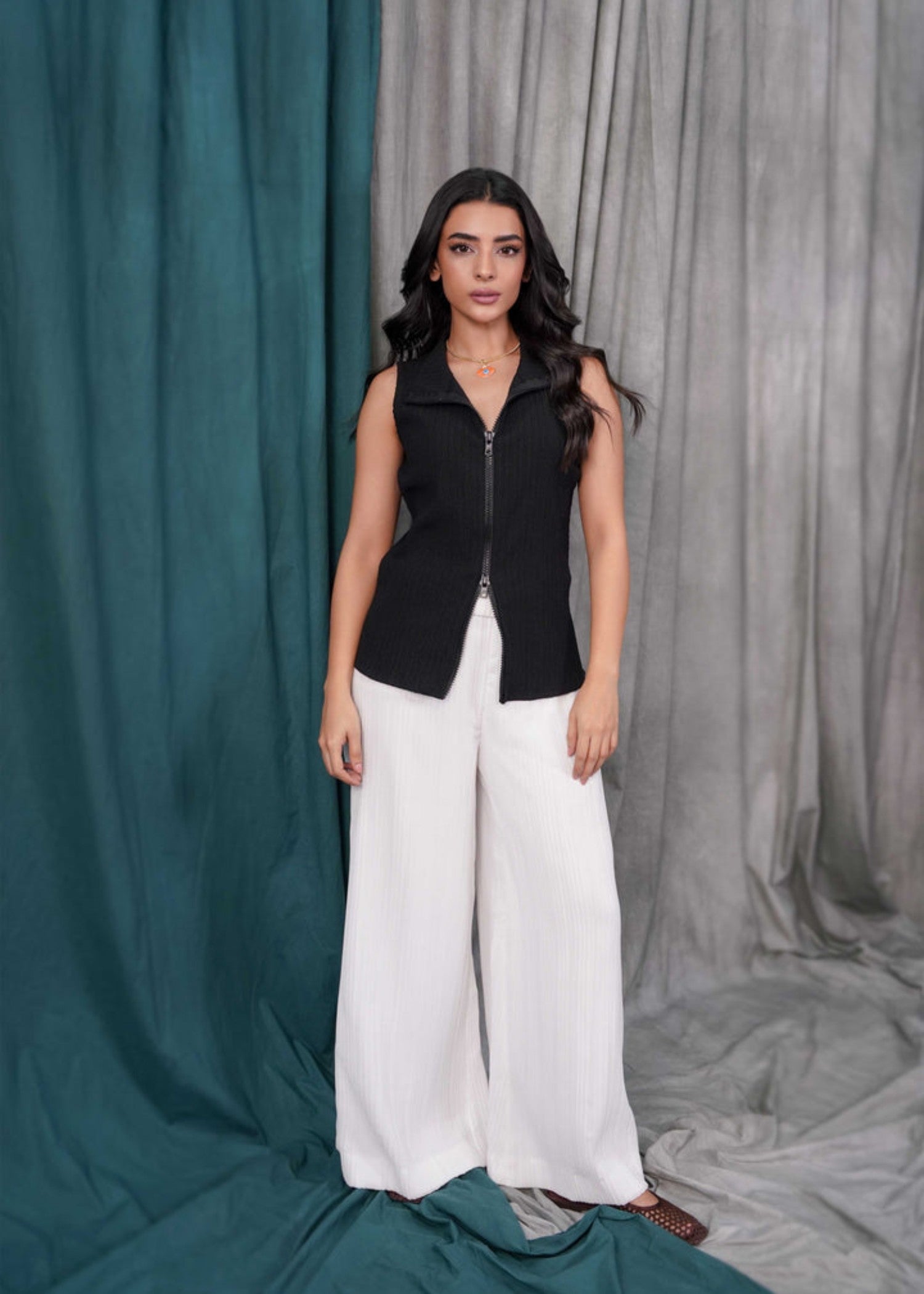 polyester Trousers in White