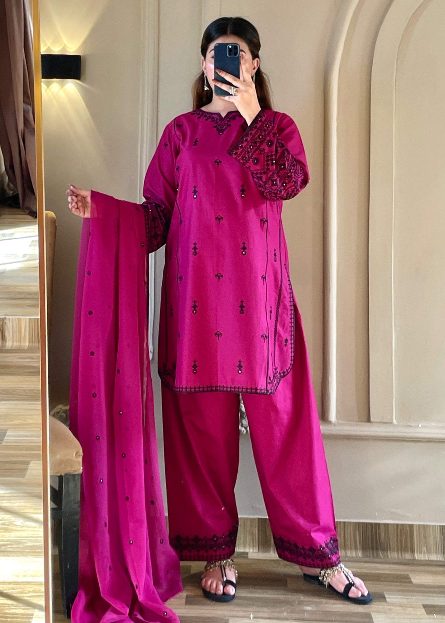 cotton Kurta Set in Purple pizzazz