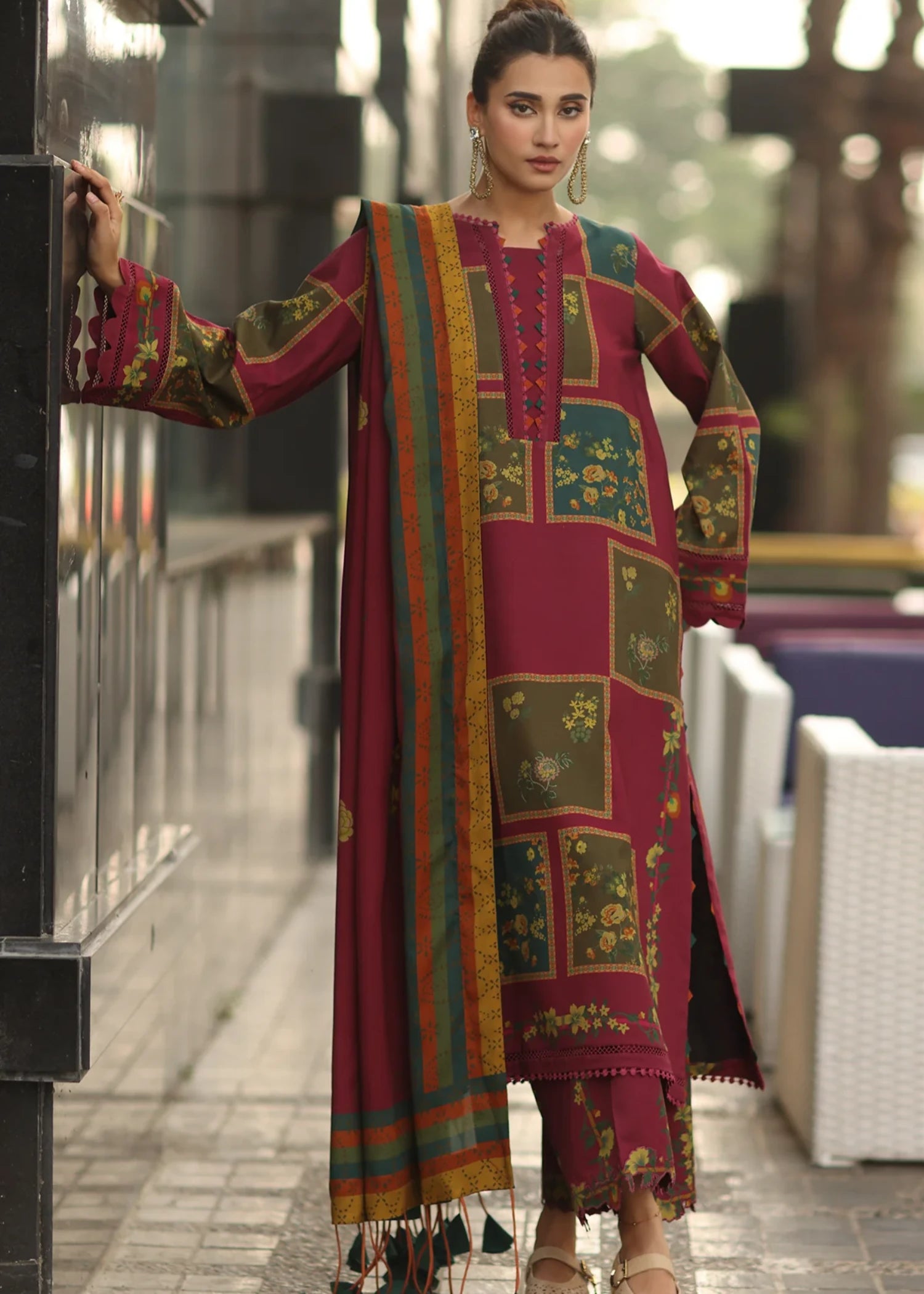 poly silk Kurta Set in Maroon