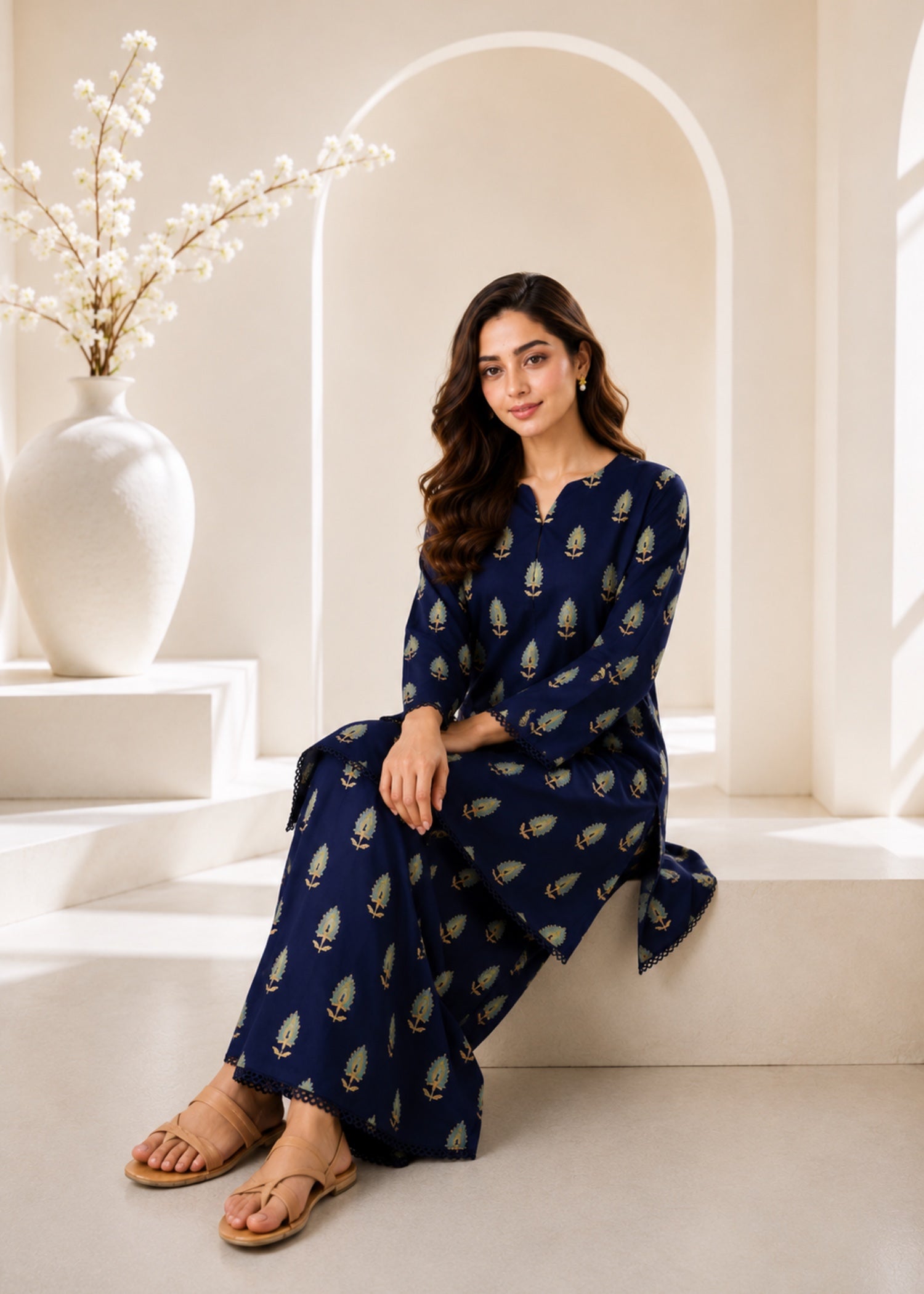 linen Co Ord Sets in Navy blue