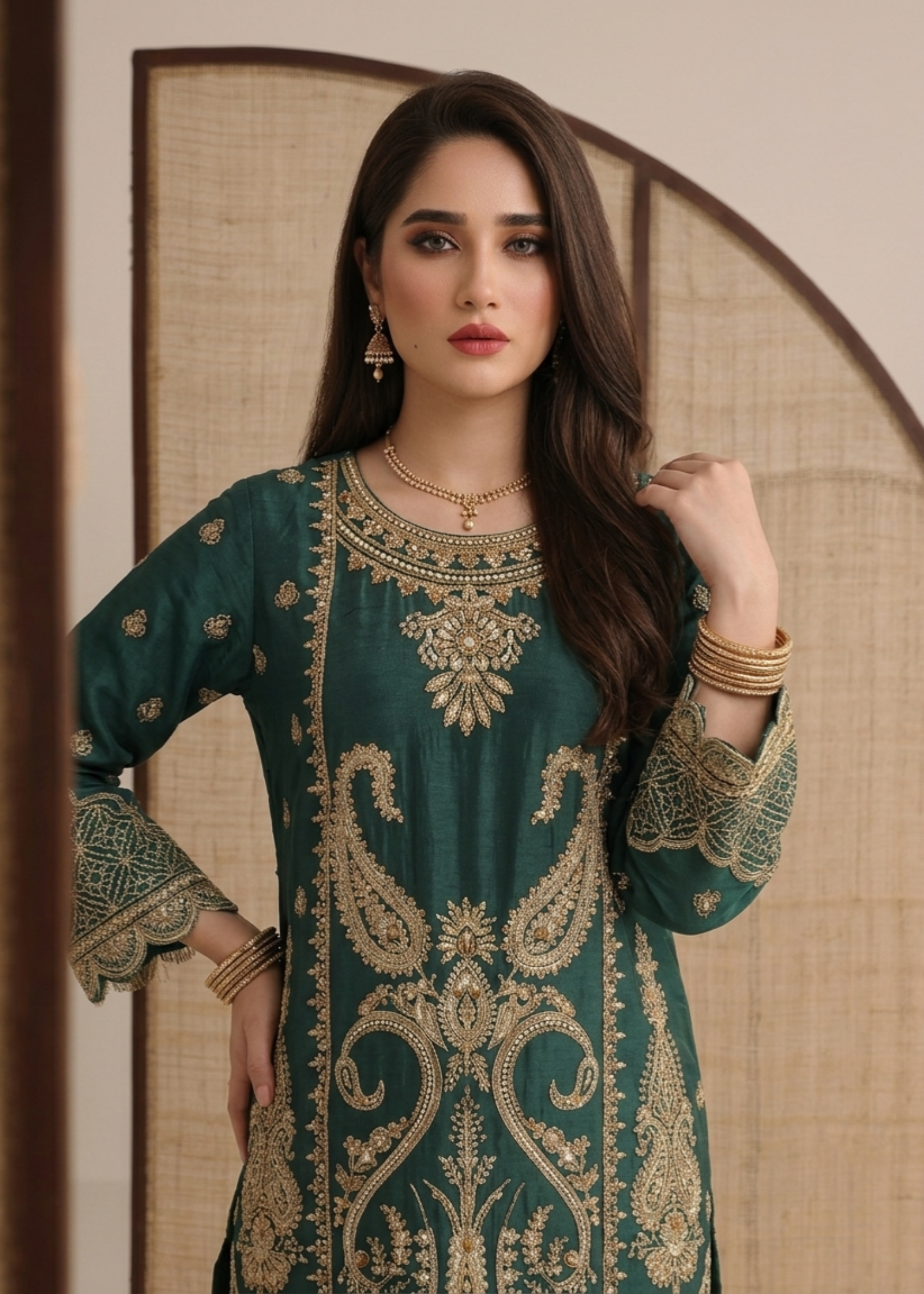 organza Gharara in Teal