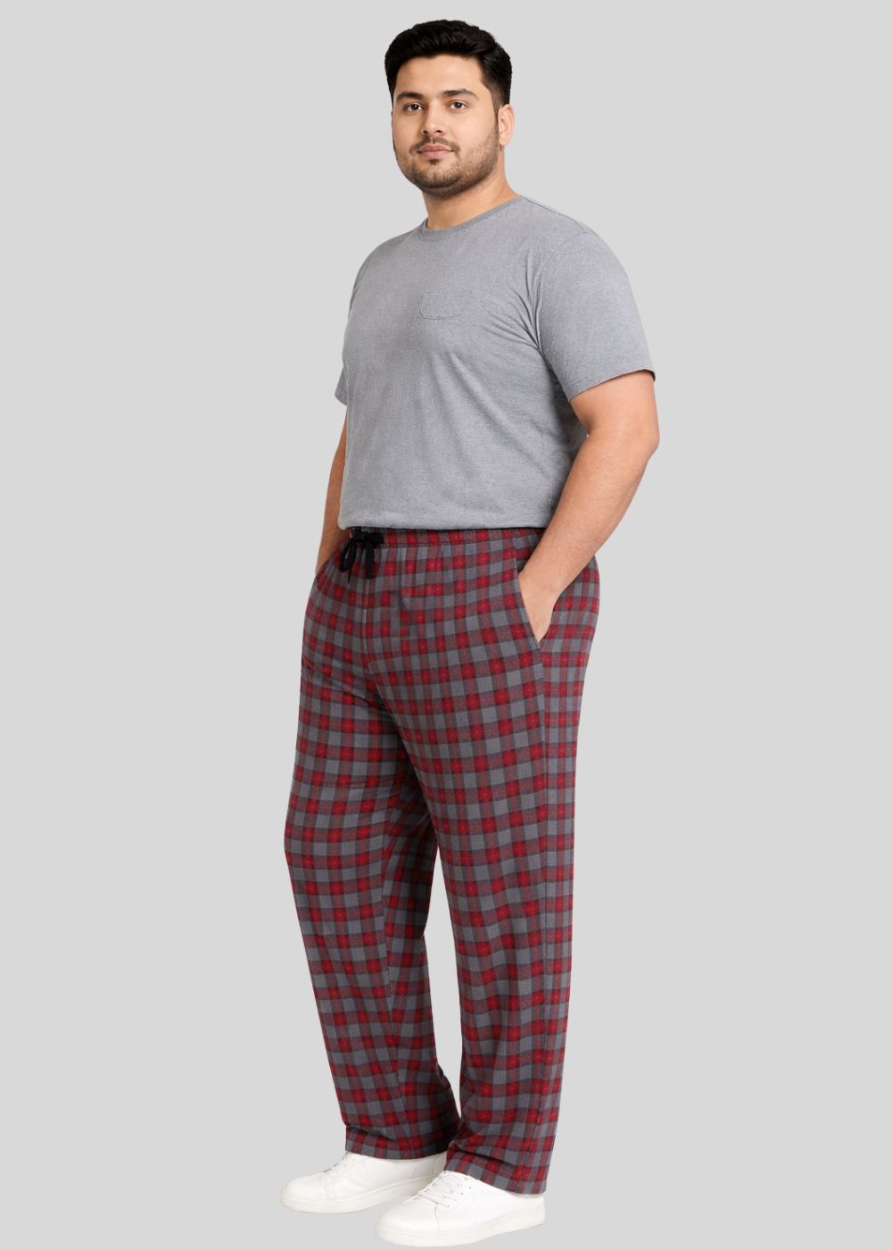 cotton jersey Trousers in Blood red, grey