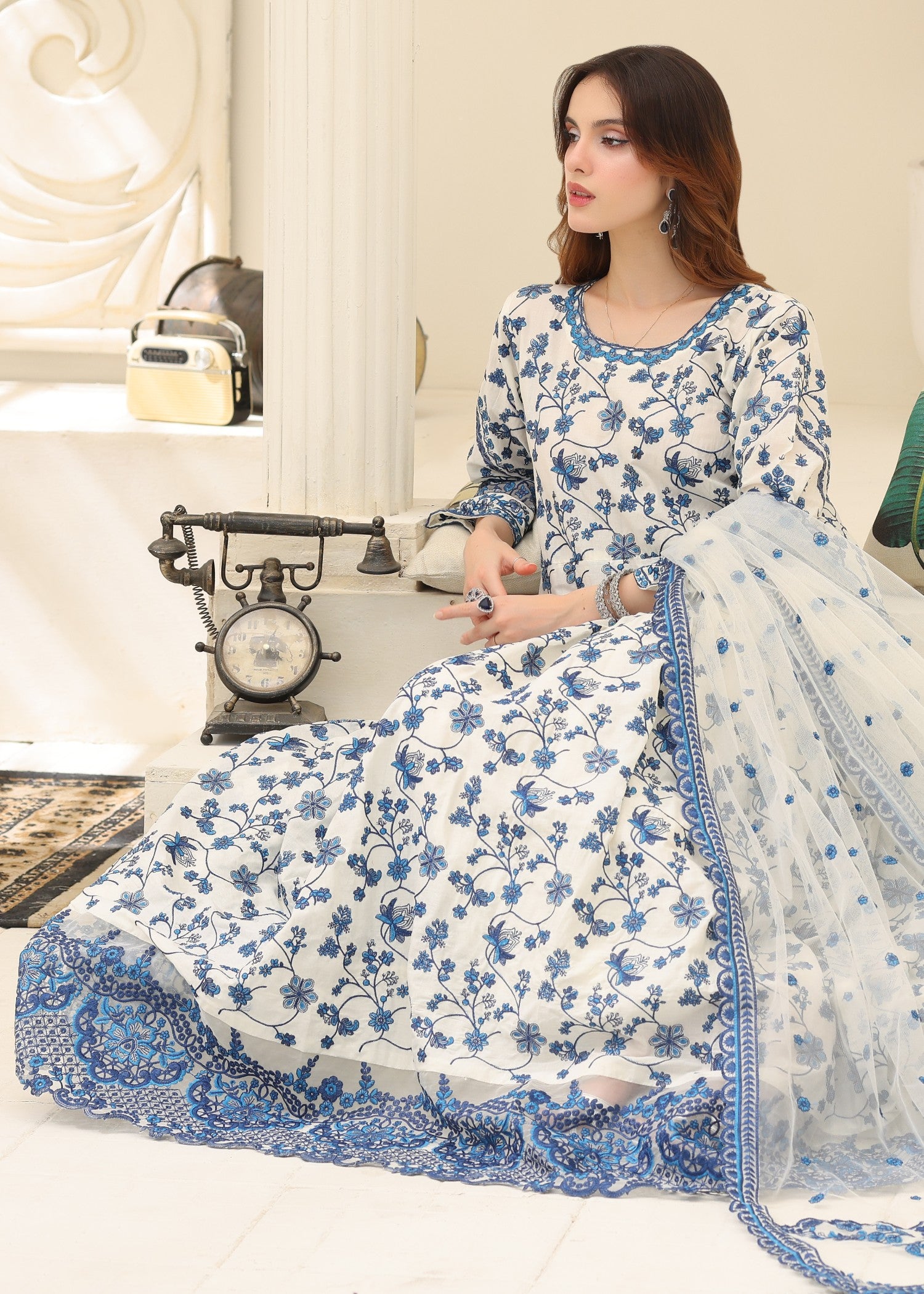 lawn Pishwas in White