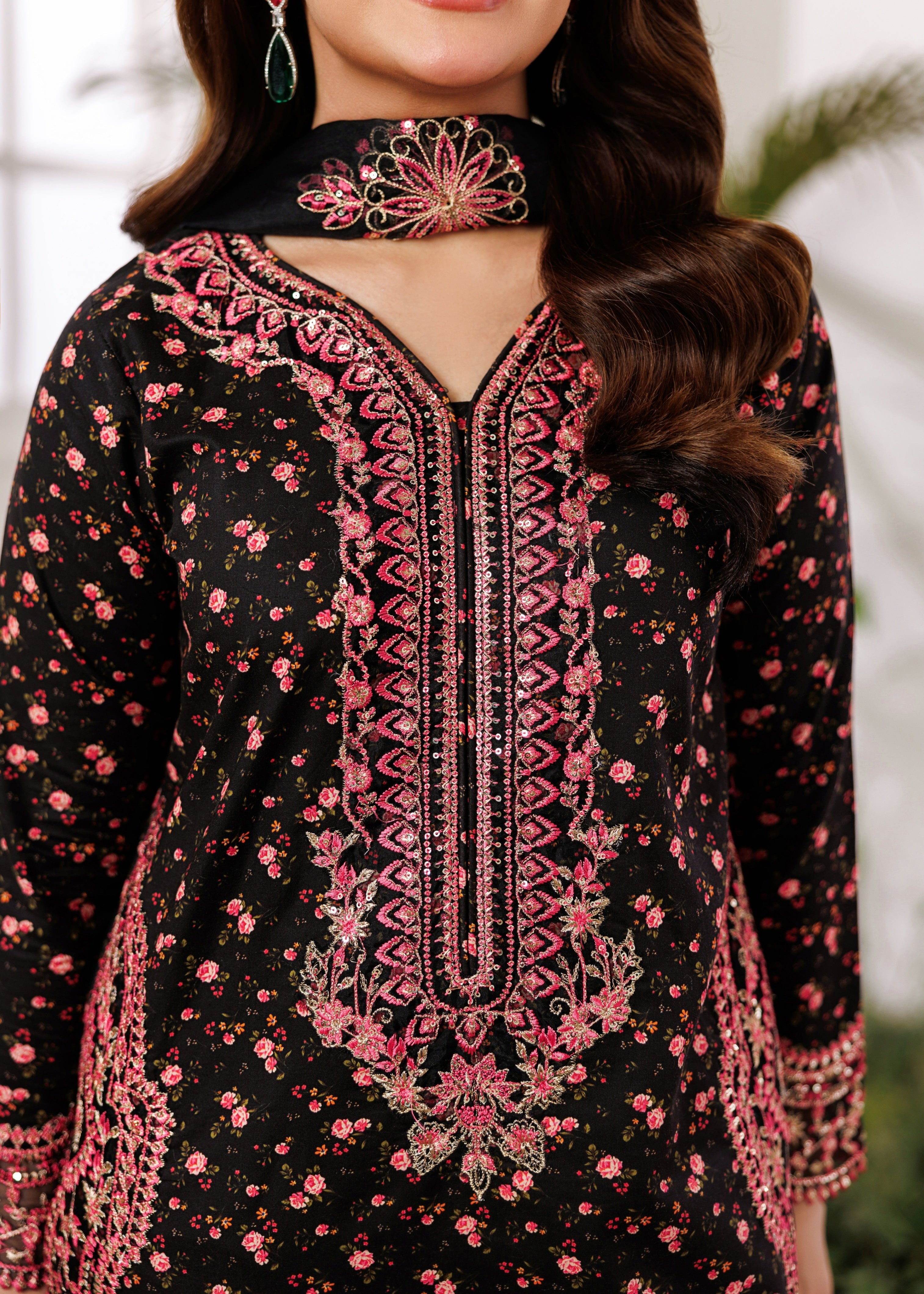 cotton dobby Kurta Set in Jet black