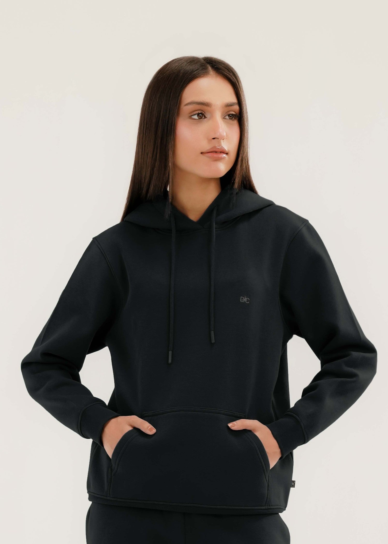 fleece Hoodie in Black