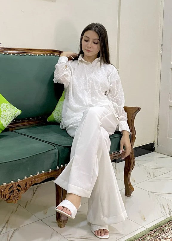 bemberg crinkle chiffon Tunic in White