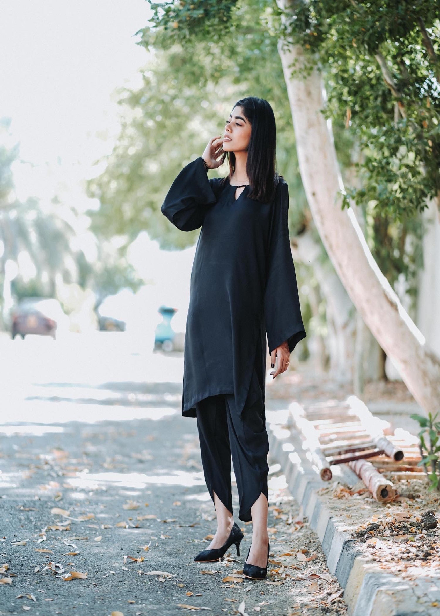 cotton silk Co Ord Sets in Black