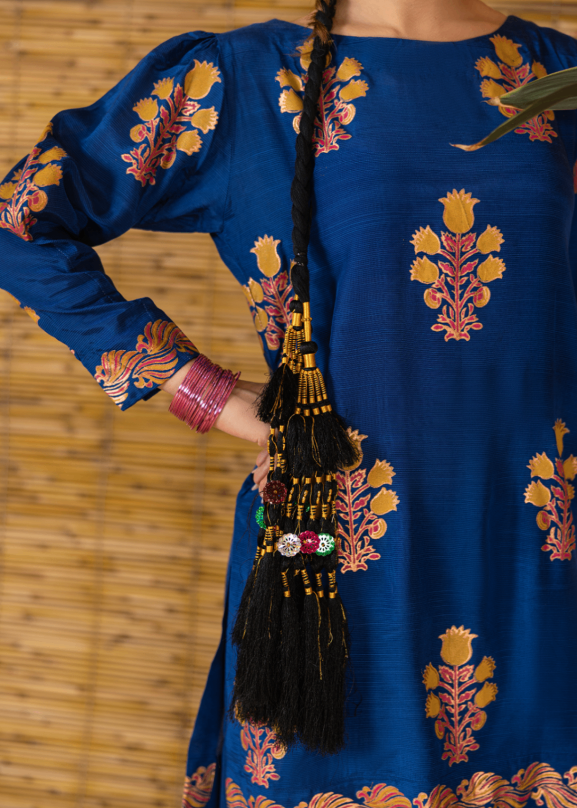 raw silk Unstitched in Dark blue