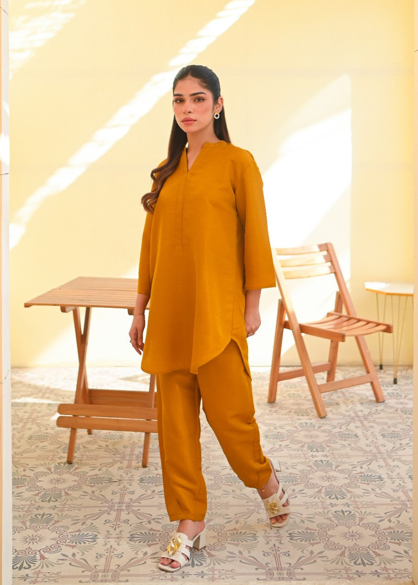 indian raw silk Co Ord Sets in Mustard