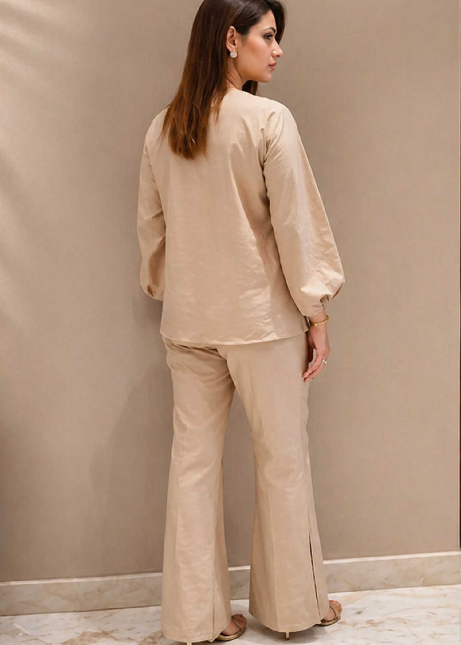 irish linen Co Ord Sets in Beige