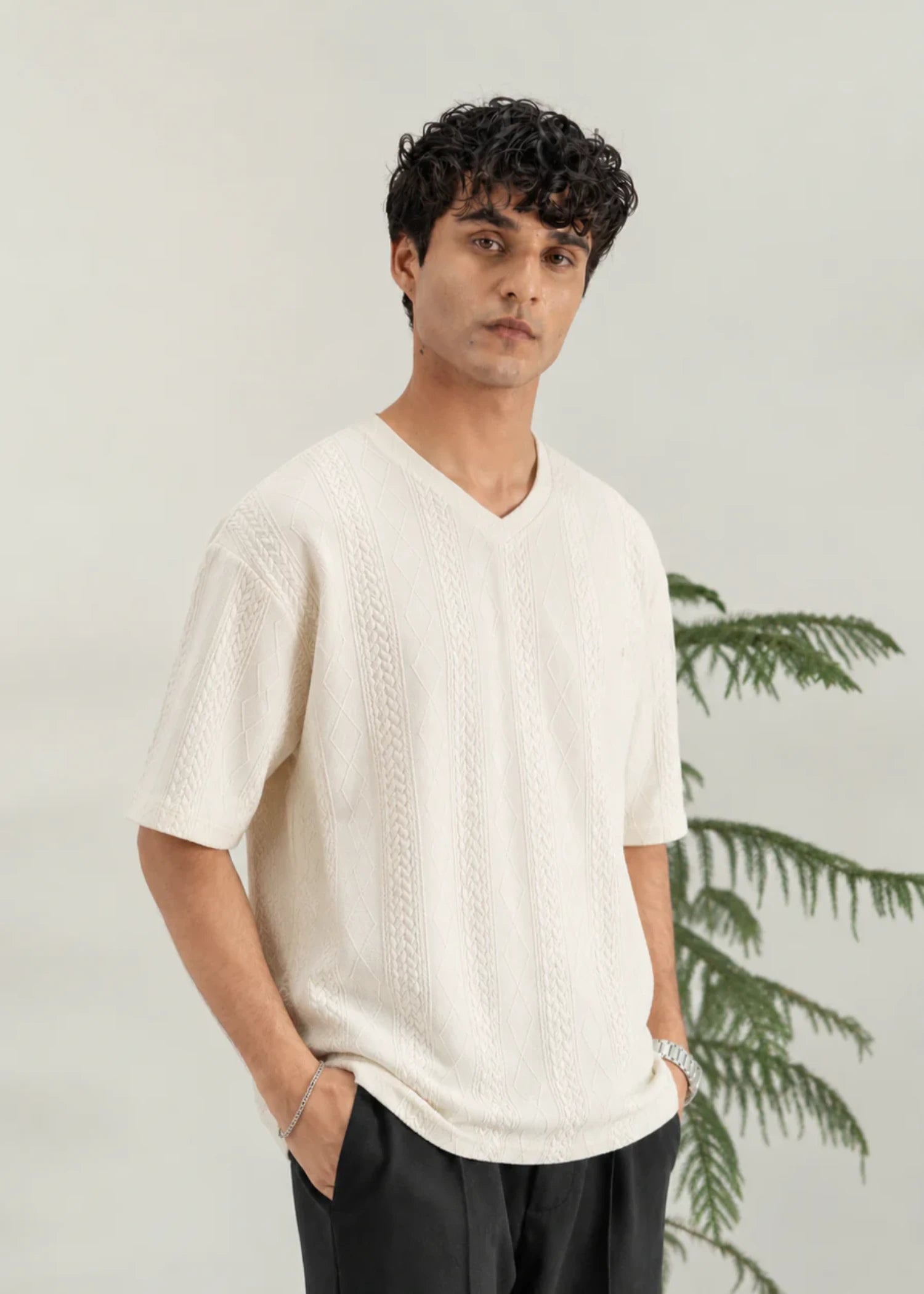 cotton T Shirt in Cream