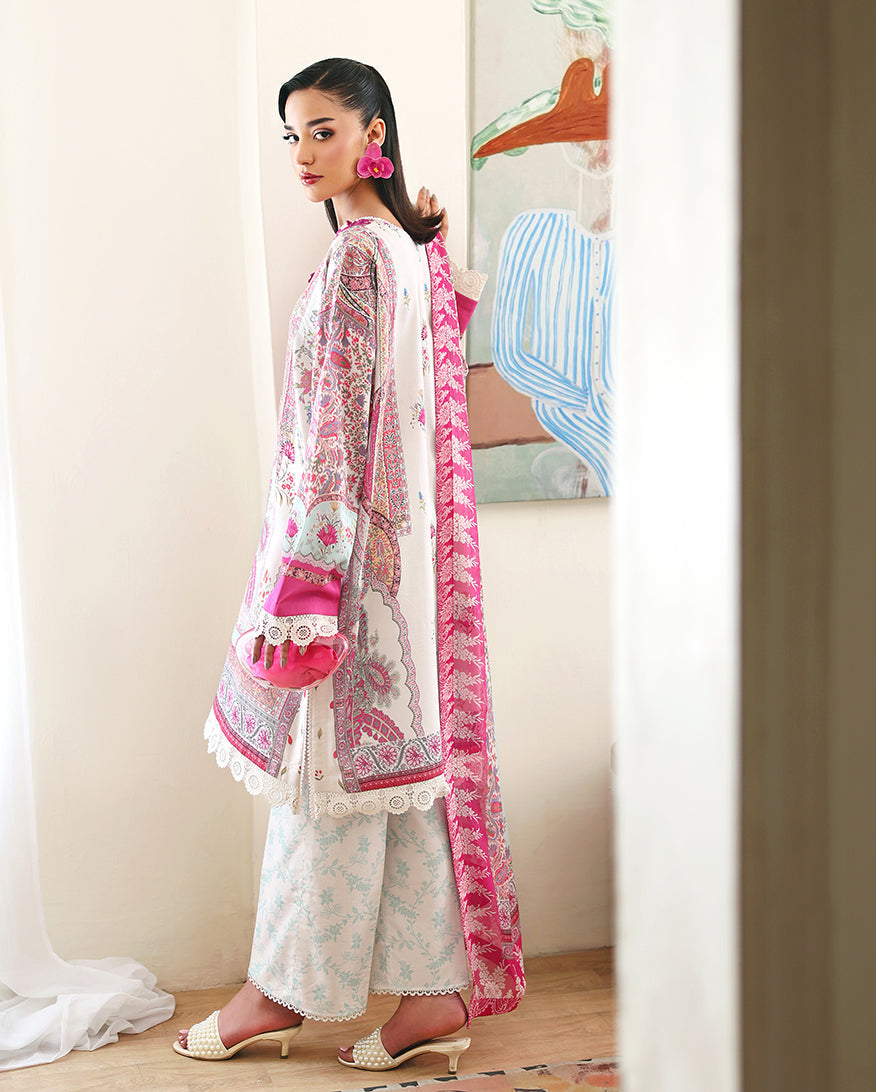 Eclat Garden Printed Lawn – Coral Hibiscus