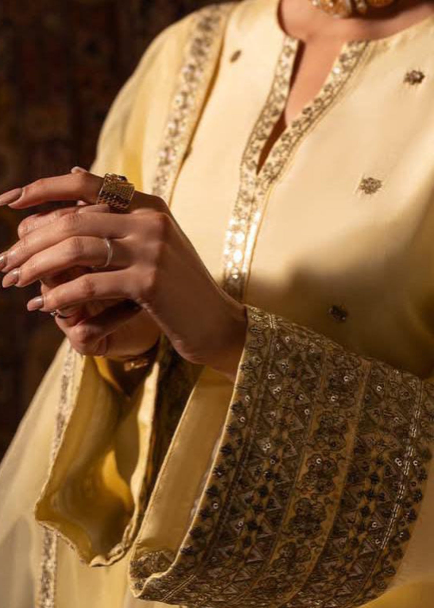 pk raw silk Kurta Set in Lemon