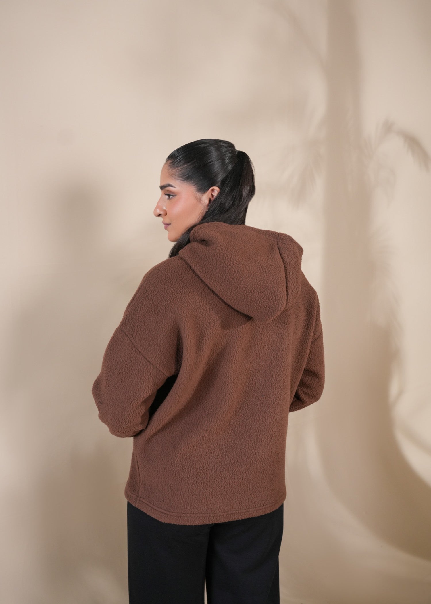 fleece Hoodie in Brown