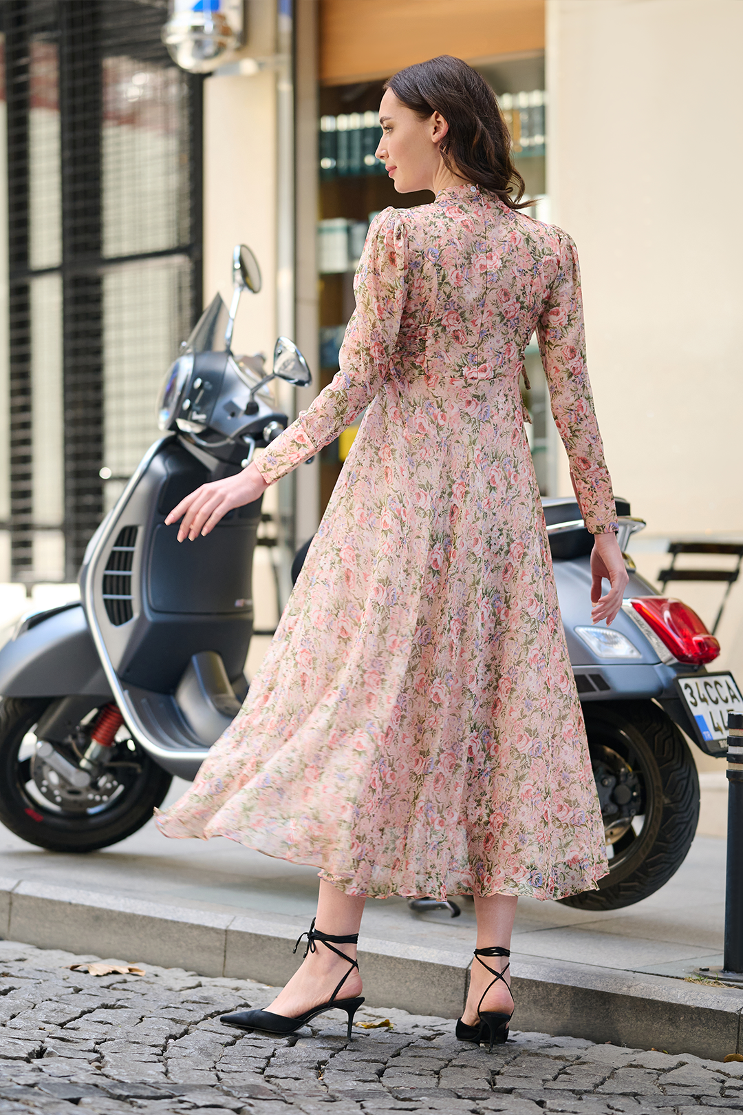 chiffon Dress in Peach pink