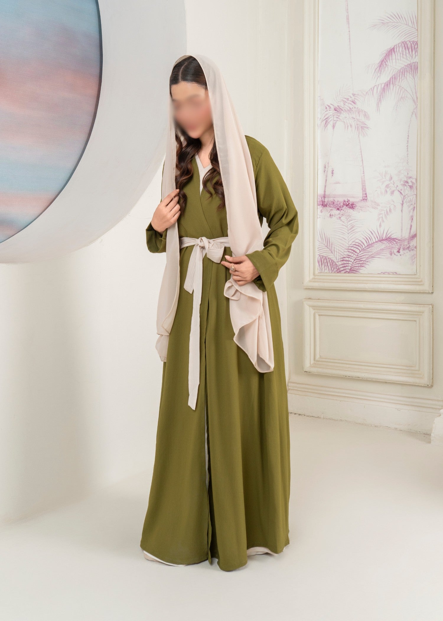 georgette Abaya in Sage green