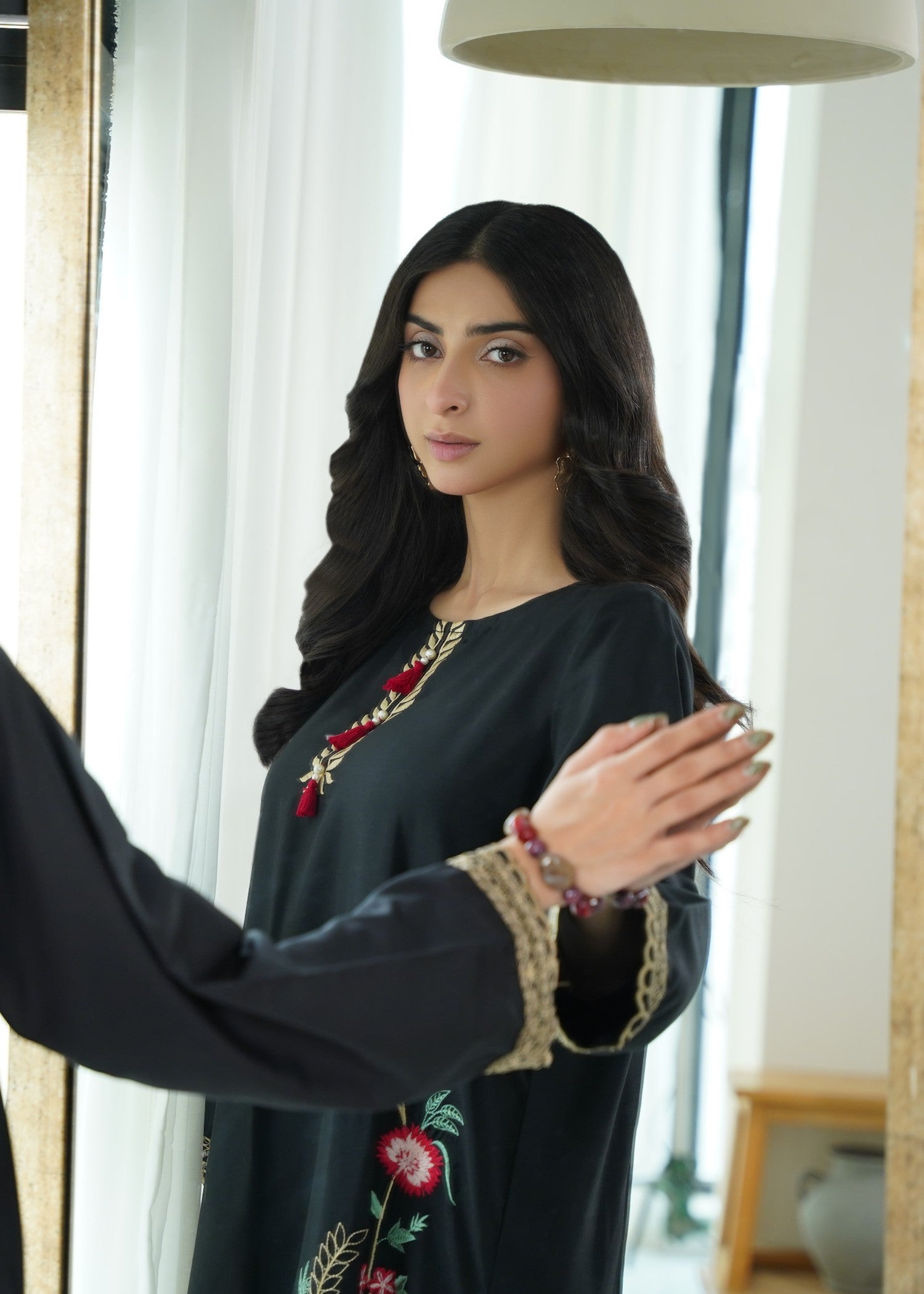 blended cambric Kurta Set in Black