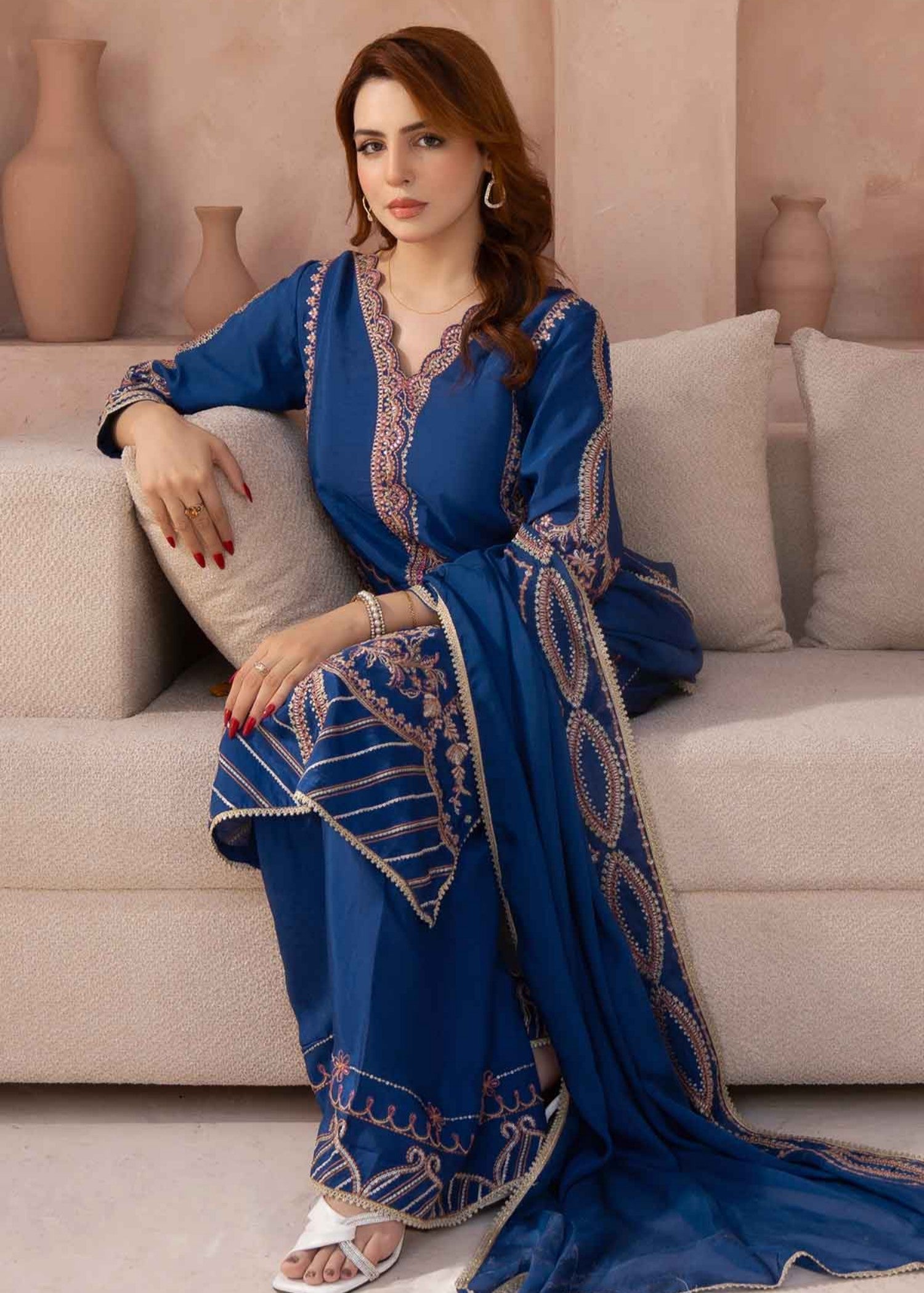 silk grip Kurta Set in Navy blue