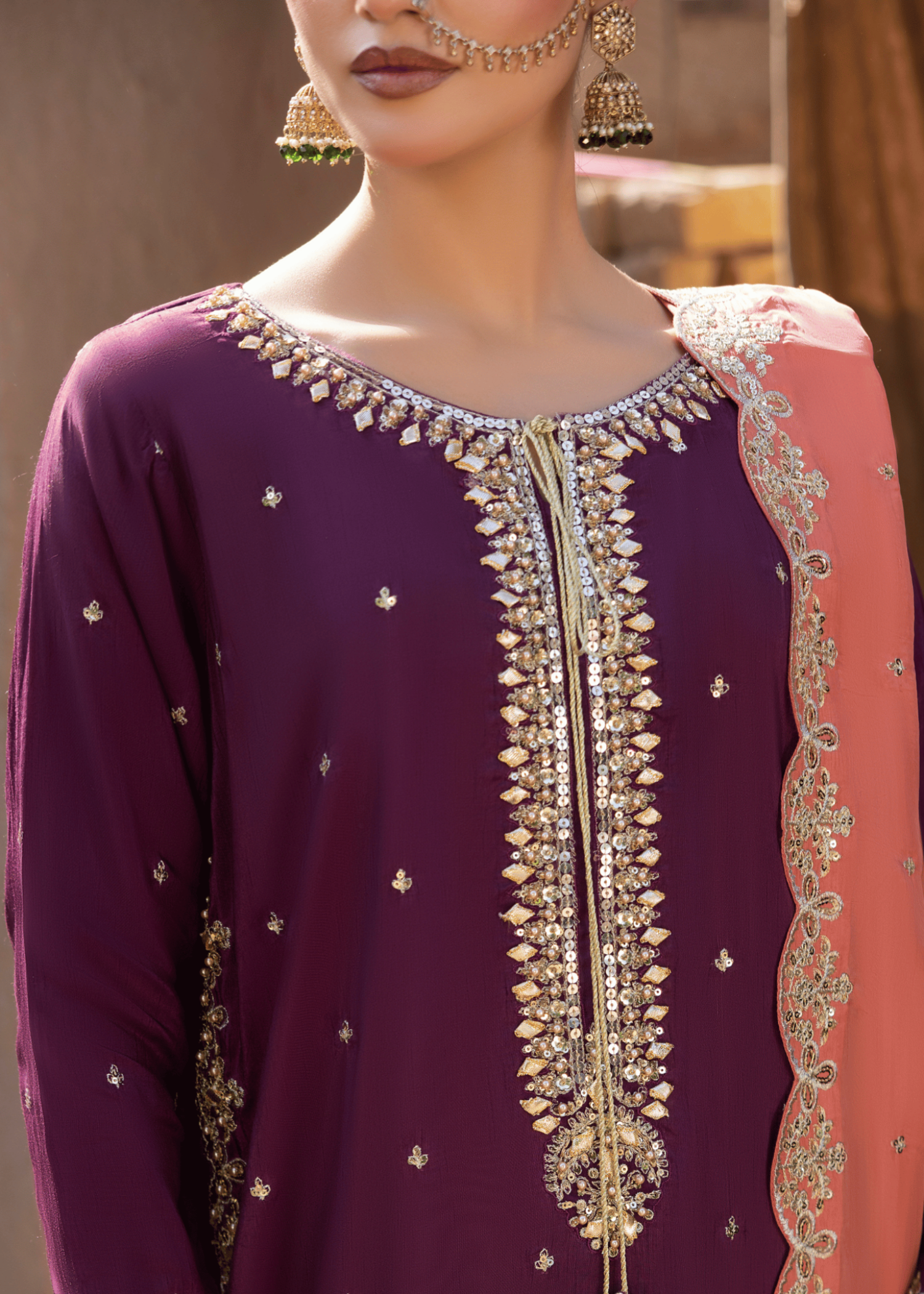 korean raw silk Kurta Set in Purple