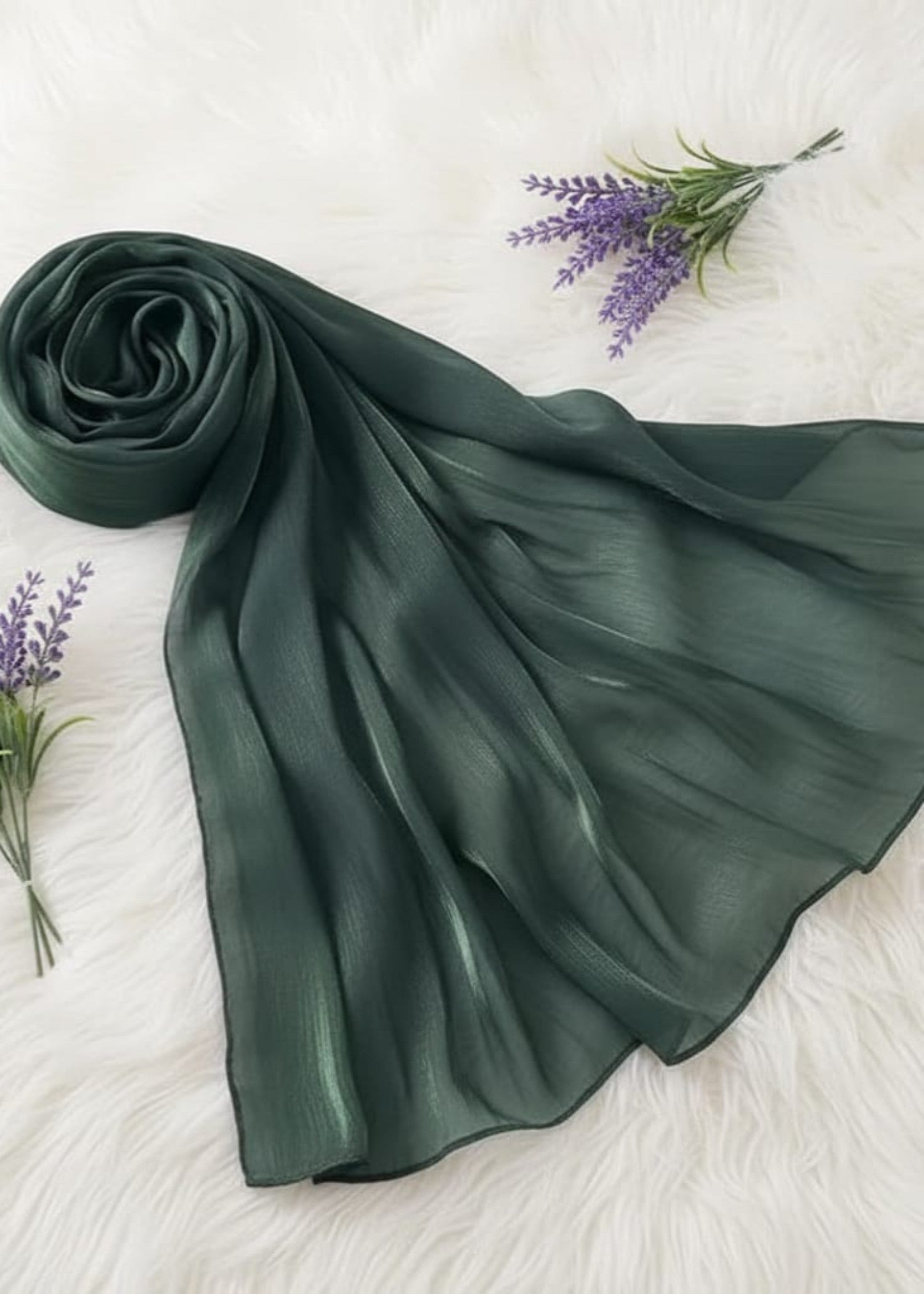 organza Hijab in Forest green