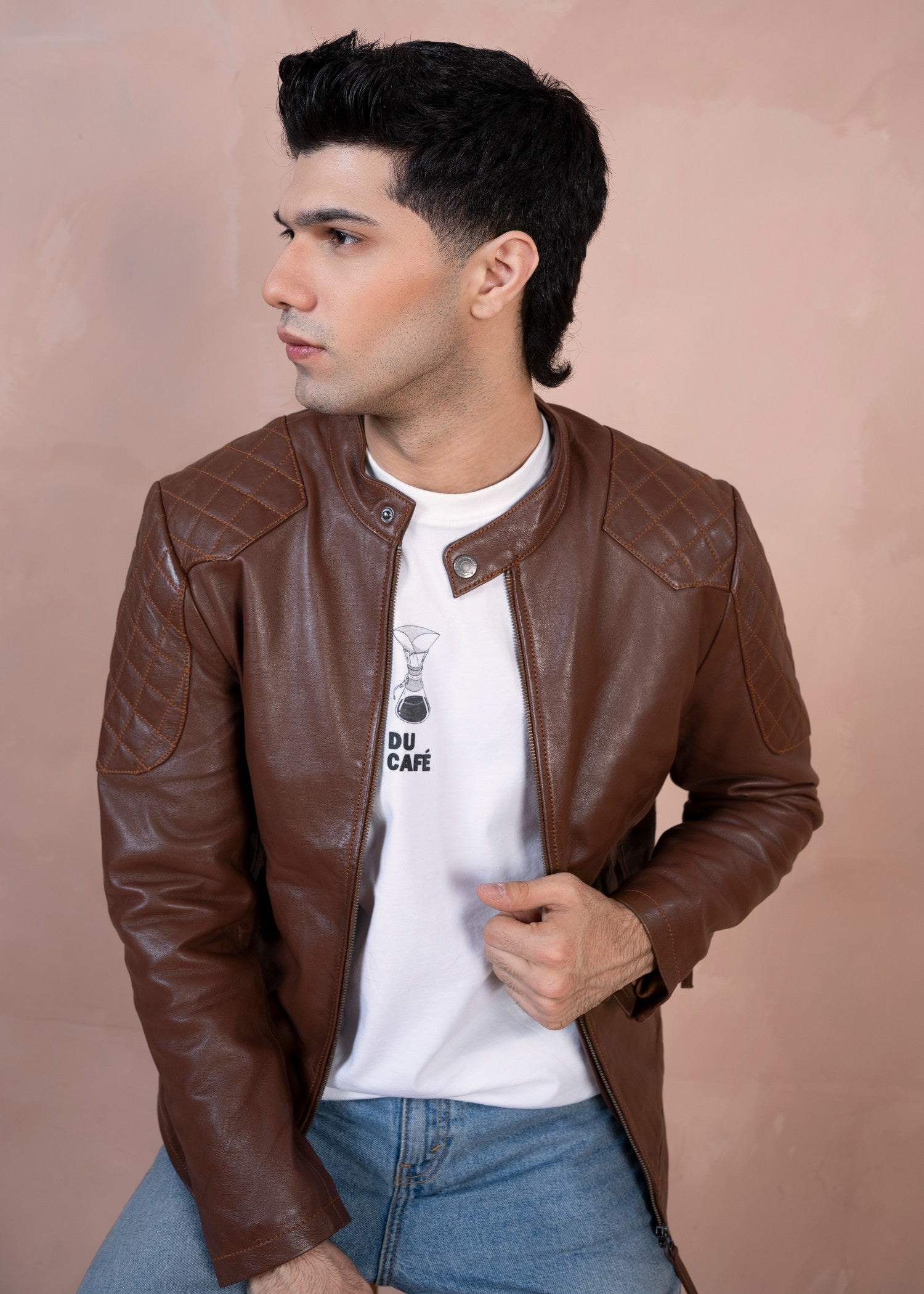leather Jacket in Chocolate brown