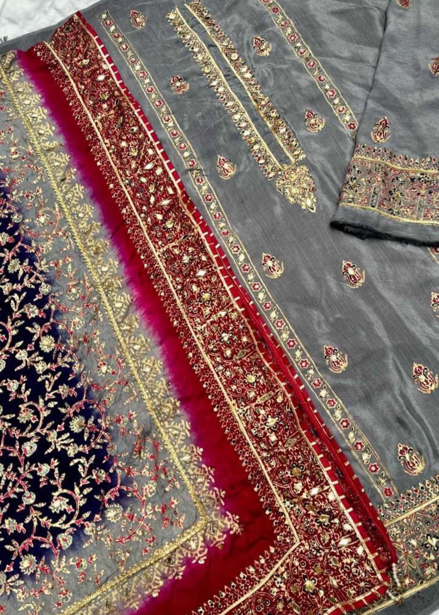 pk raw silk Unstitched in Grey