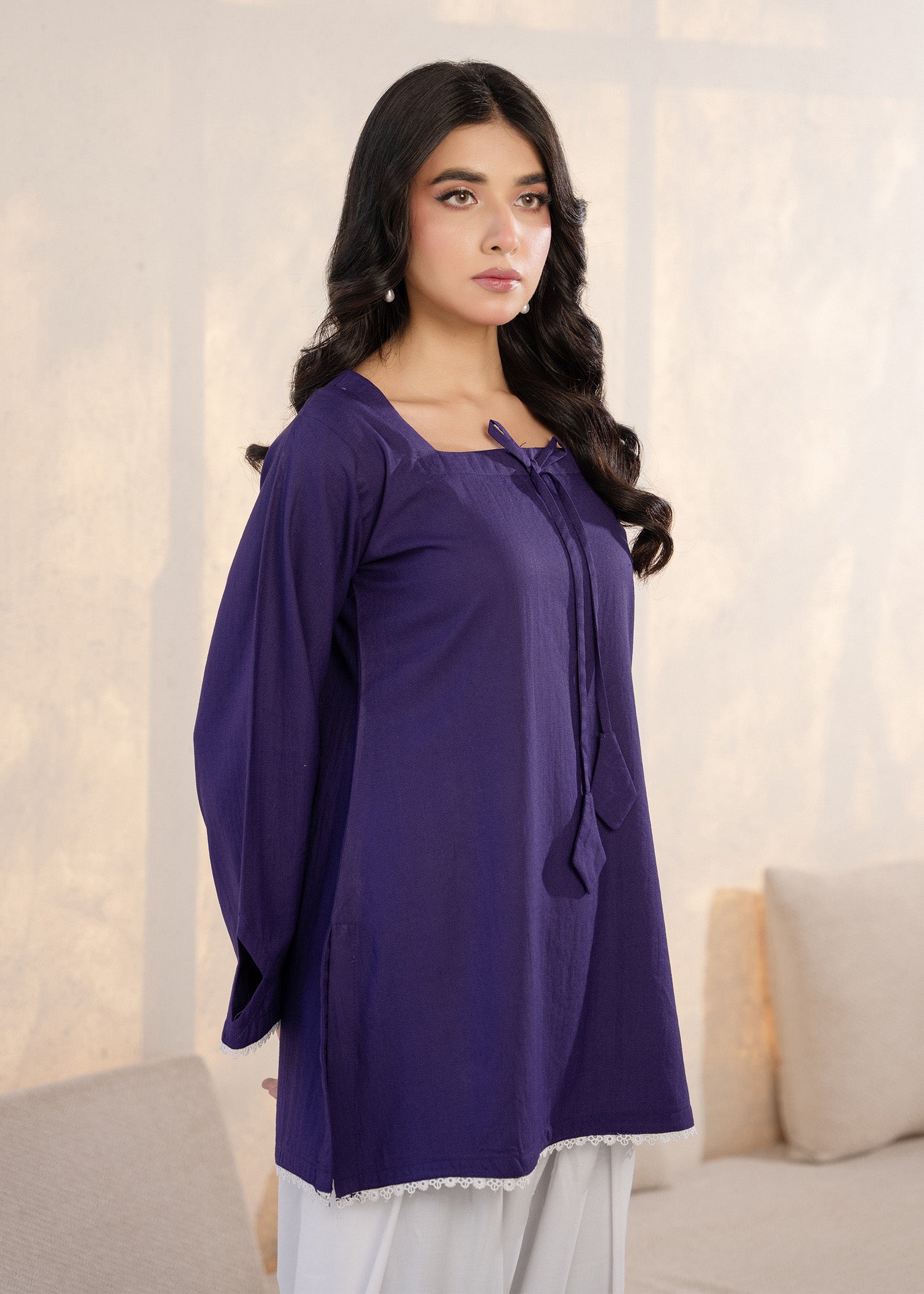 wool viscose Kurta Set in Plum