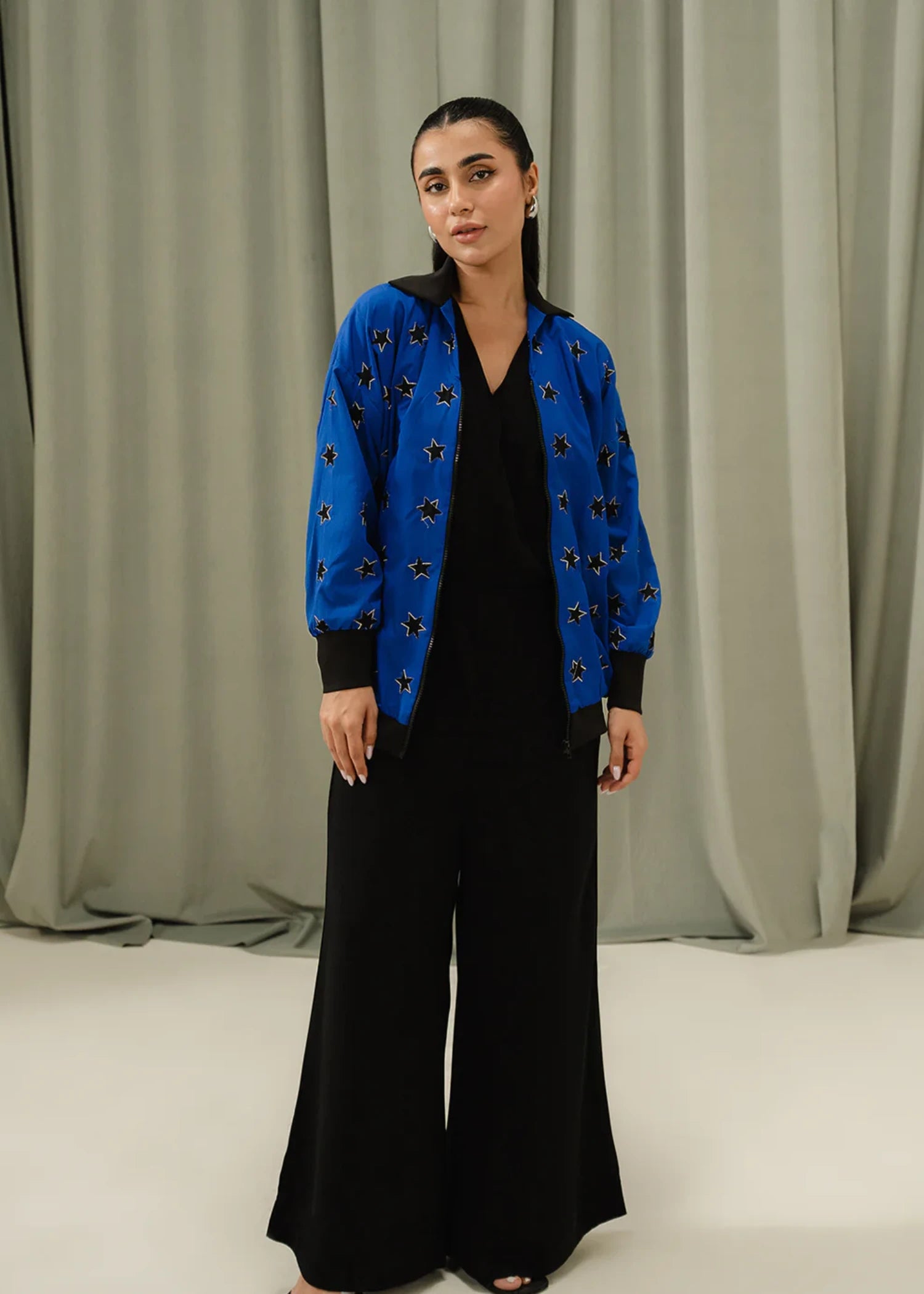 crepe Jacket in Blue