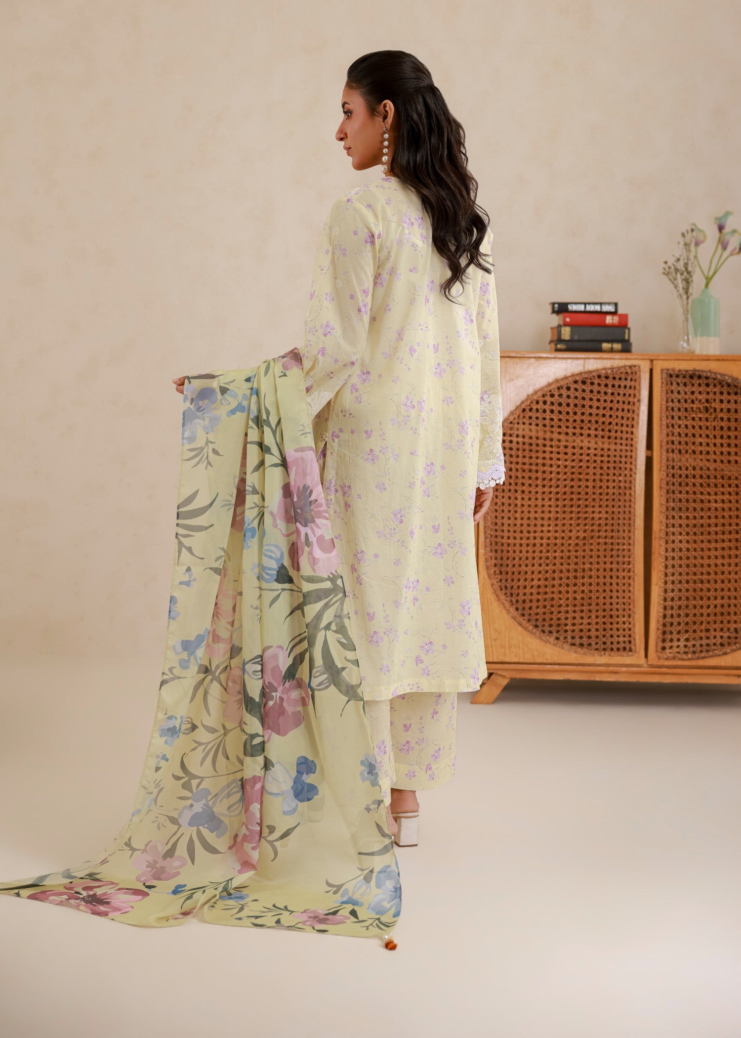lawn Unstitched in Lemon chiffon