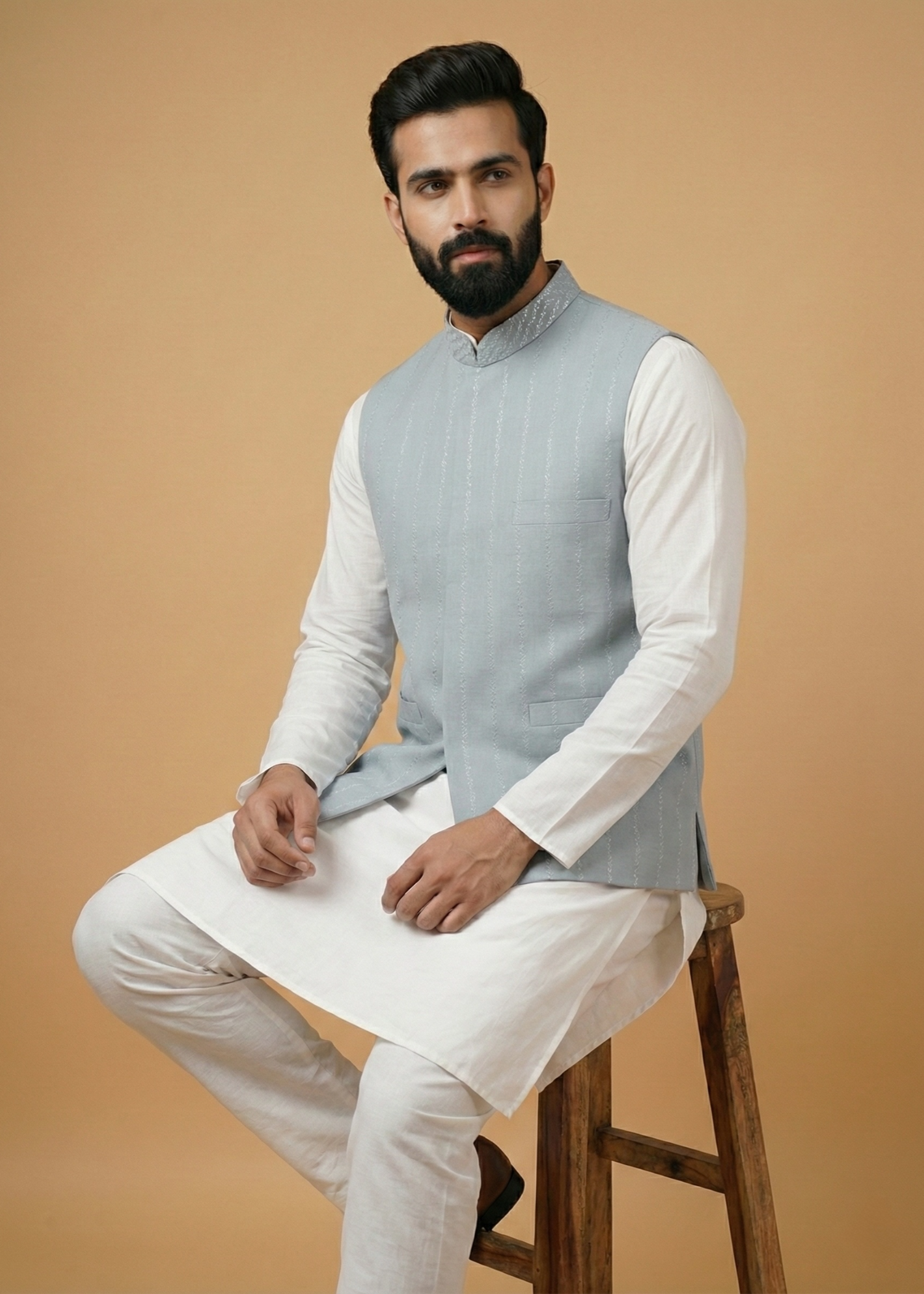 cotton Waistcoat in Light blue