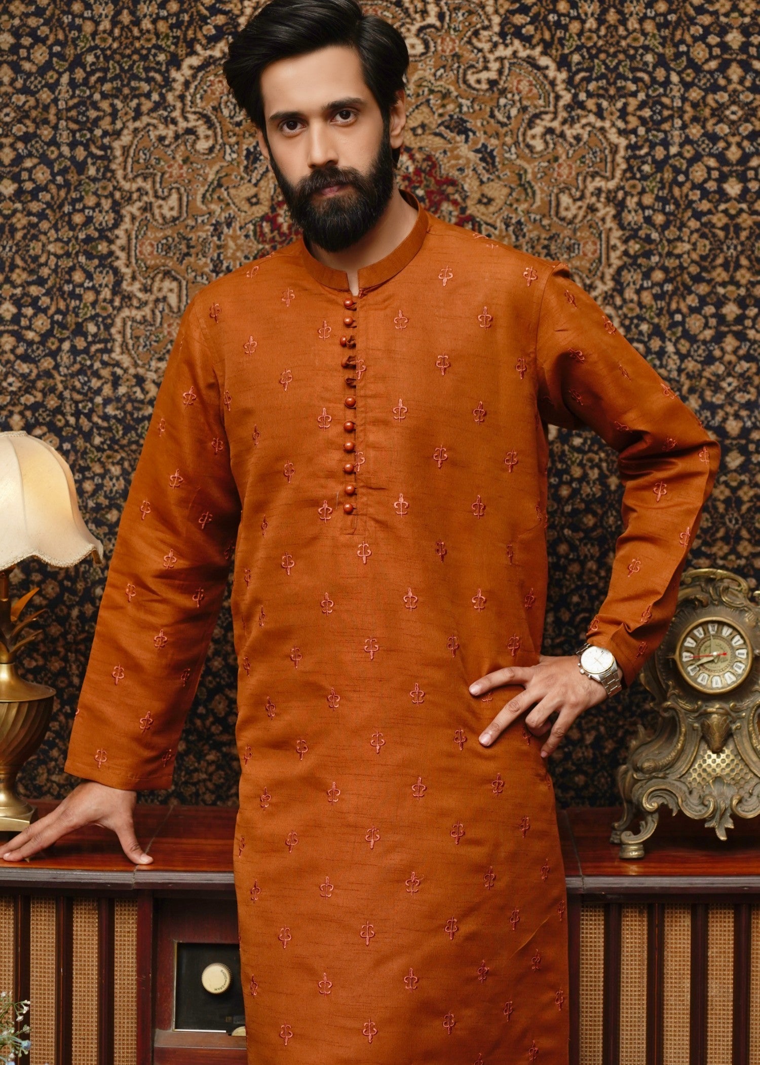 viscose Kurta in Rust orange