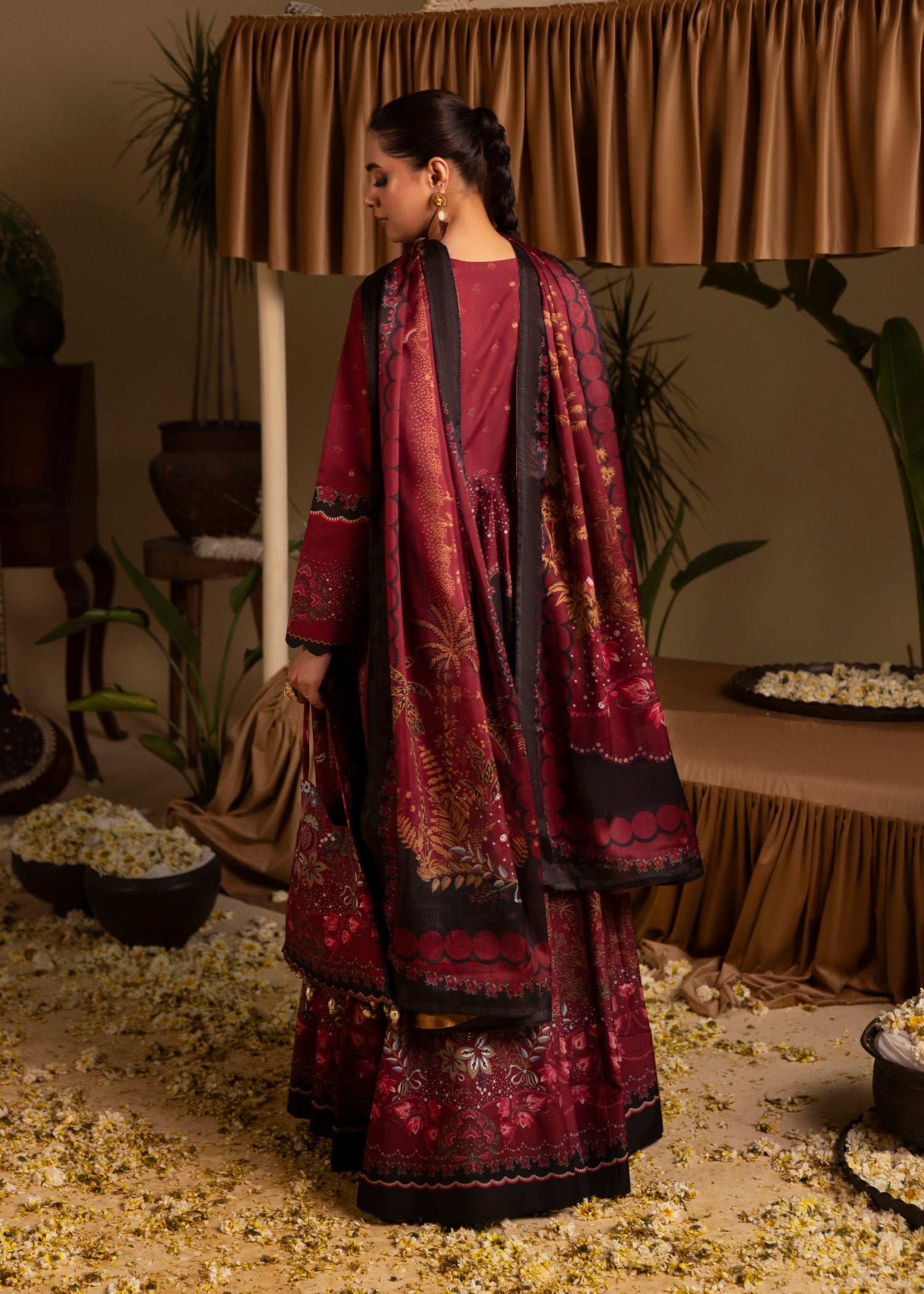 poly lawn Maxi in Blood red