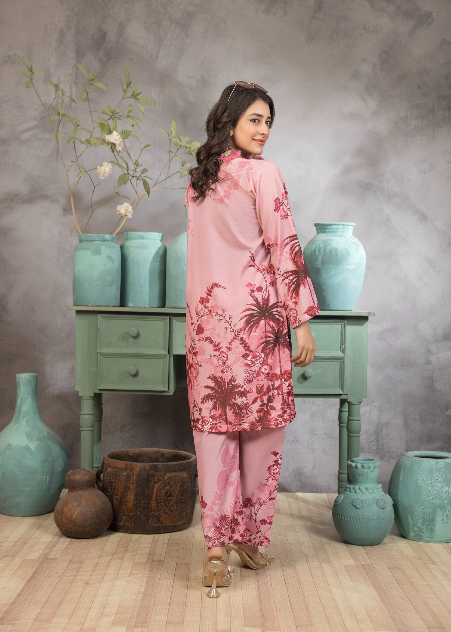 polyester crepe Co Ord Sets in Blush pink